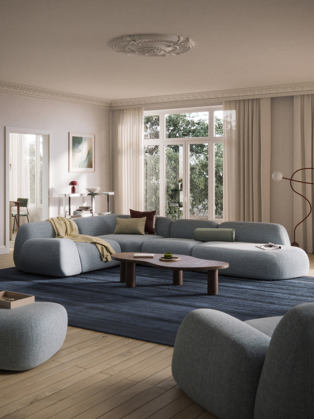Wolke XL Modular Bouclé Corner Sofa with Chaise End