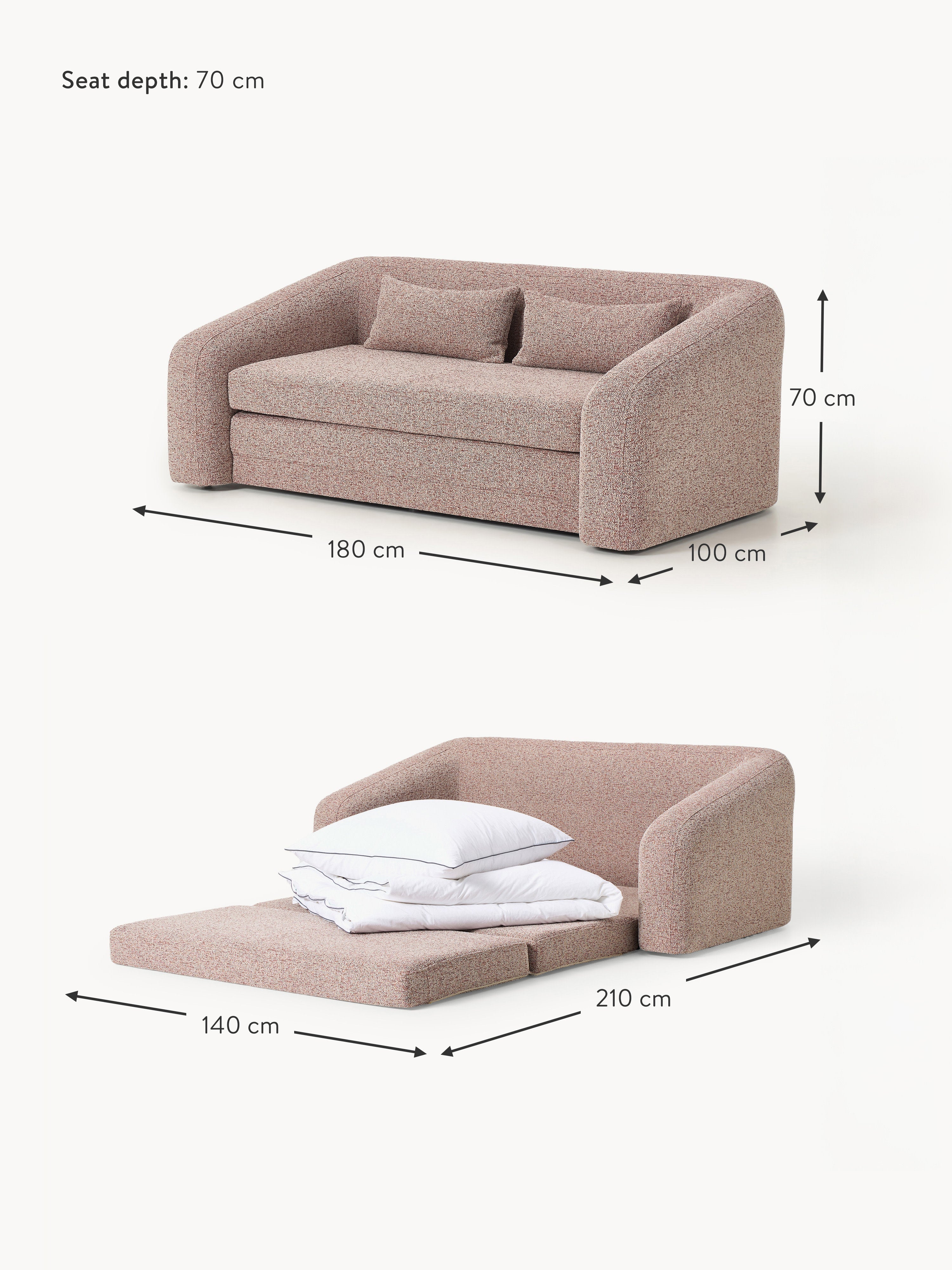 Eliot Bouclé Sofa Bed (2-seater)