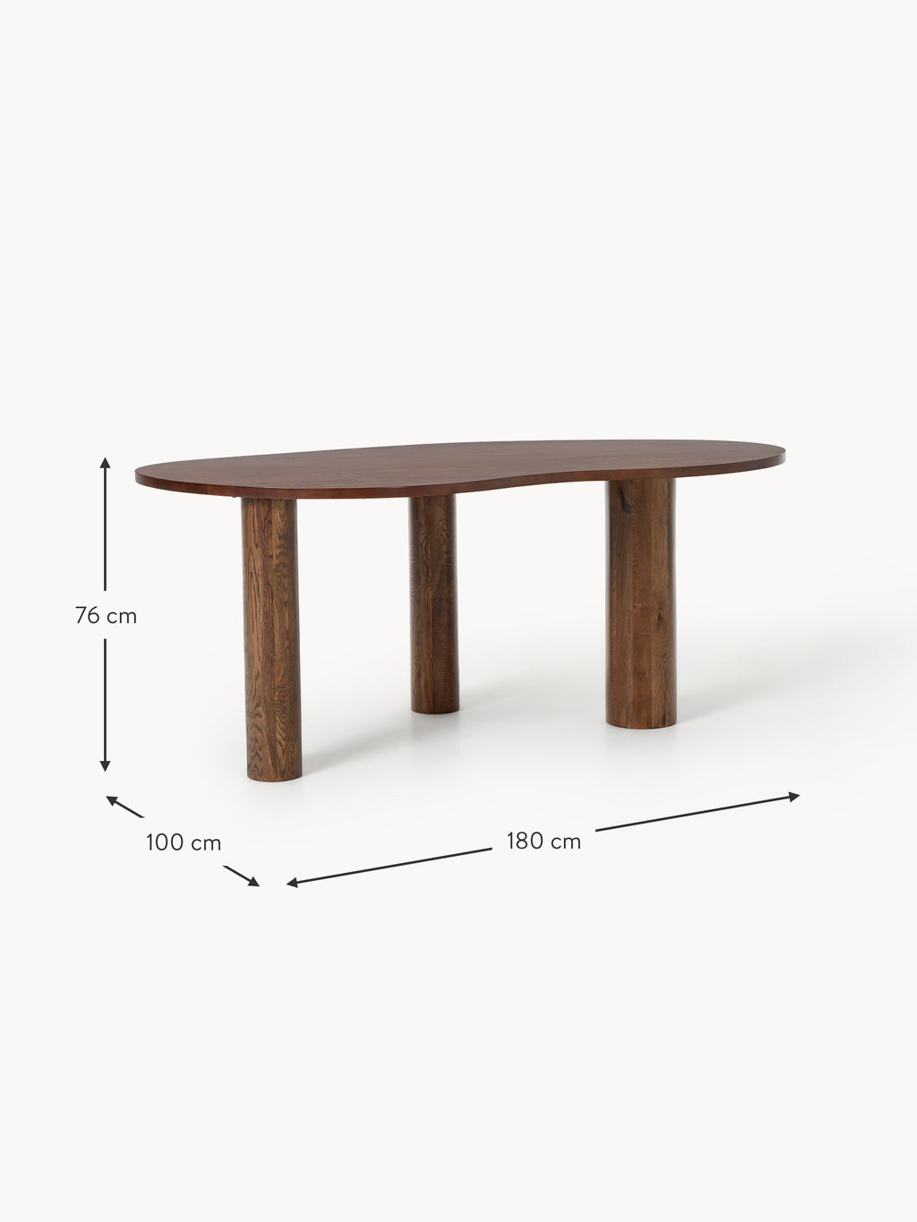 Naruto Organic-Shaped Oak Wood Dining Table, in various sizes