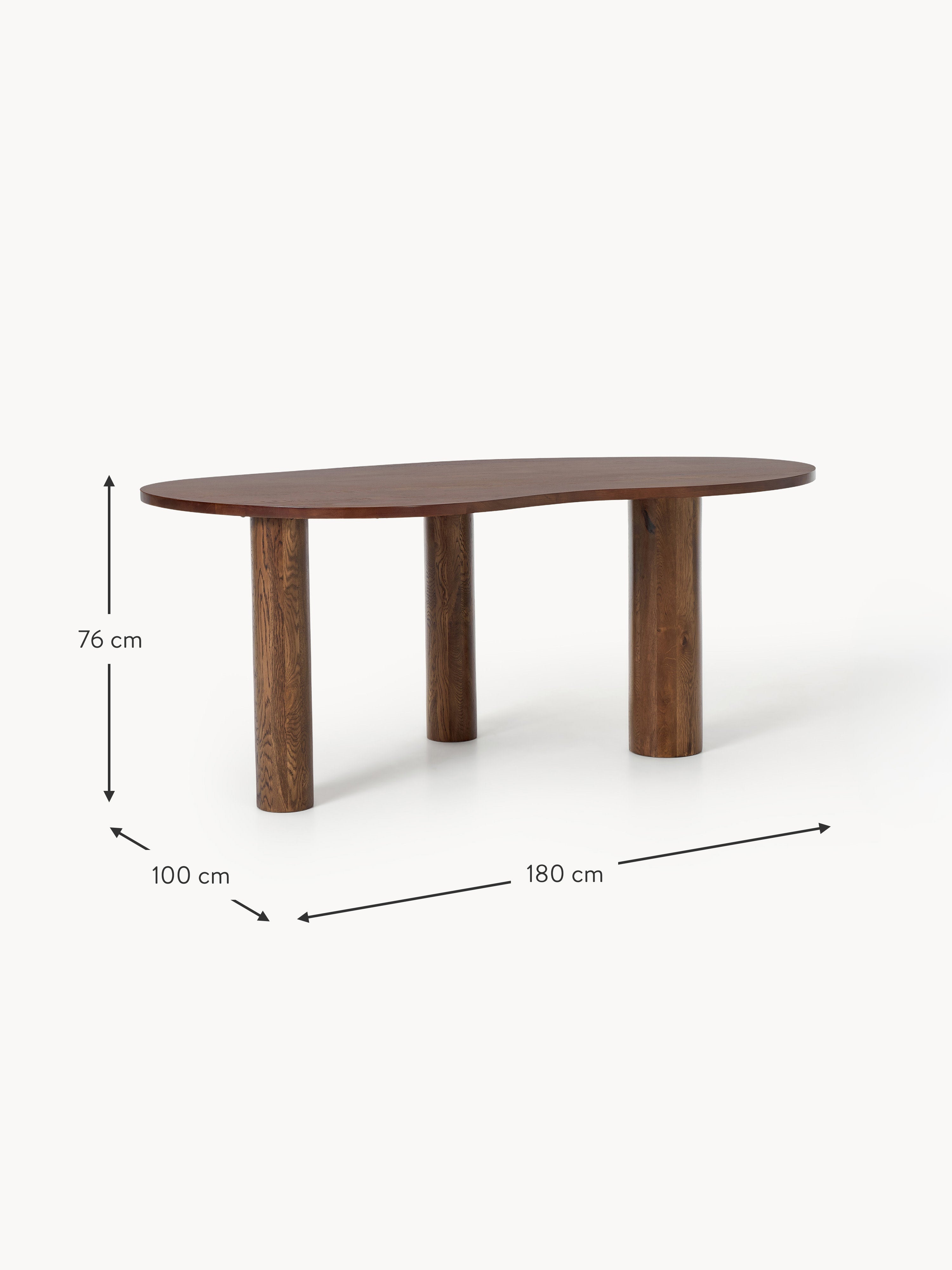 Naruto Organic-Shaped Oak Wood Dining Table, in various sizes