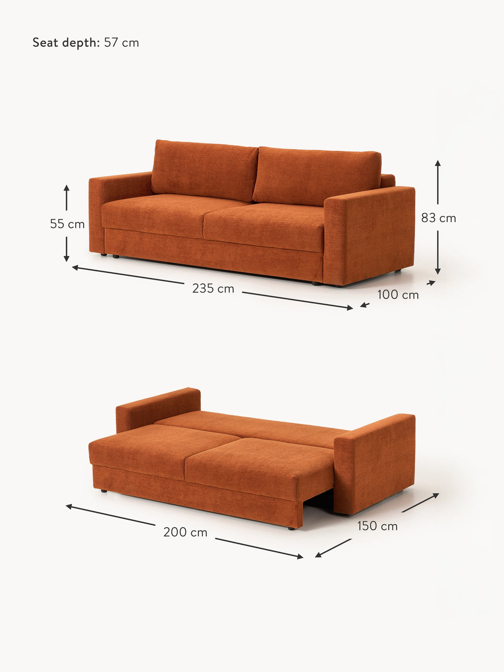 Tasha Velvet Sofa Bed (3-seater)