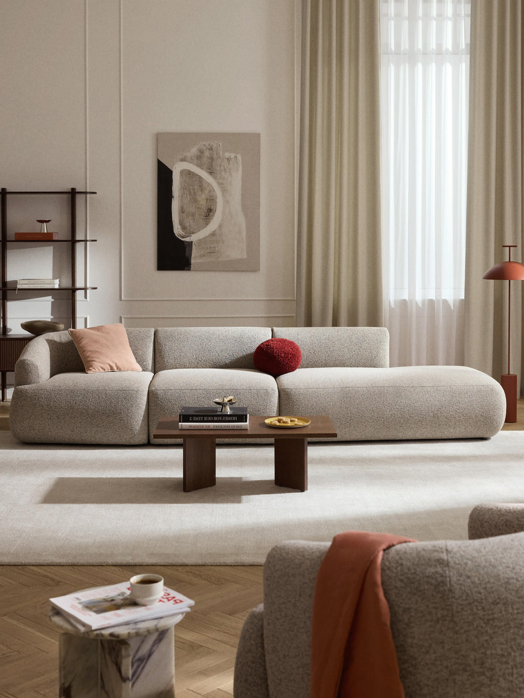 Sofia Modular Bouclé Chaise (4-seater)