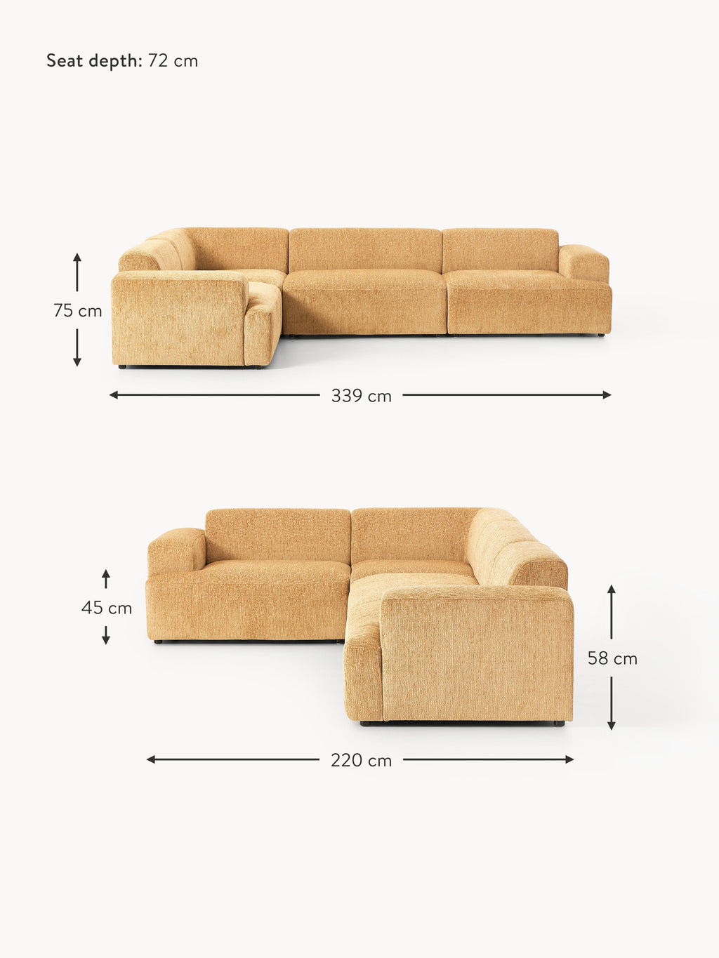 Melva Large Corner Sofa (4-seater)