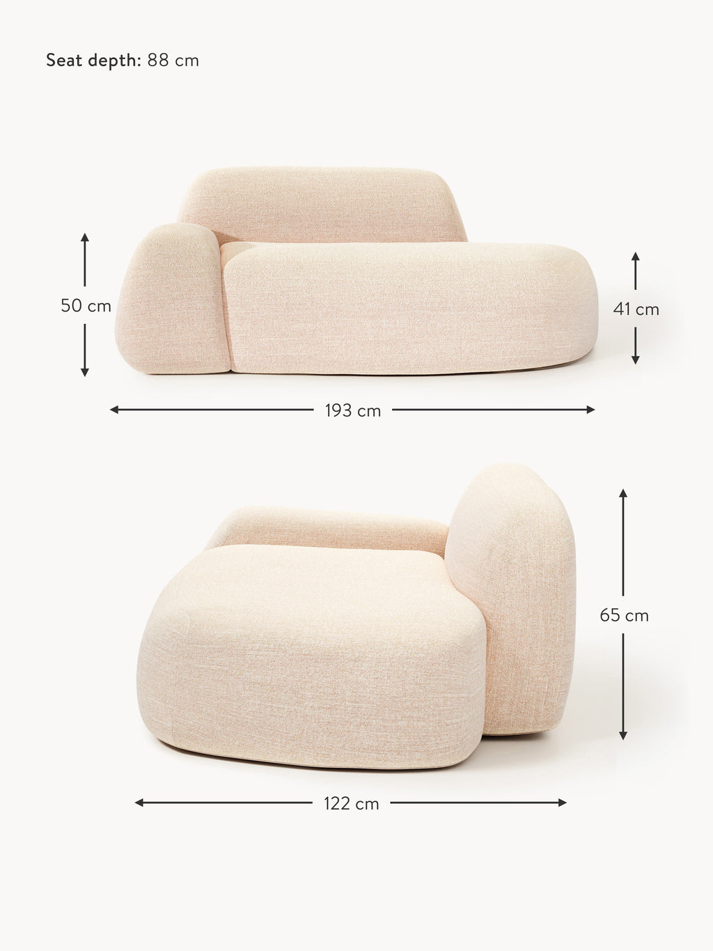 Wolke Bouclé Sofa (2-seater) with Chaise End