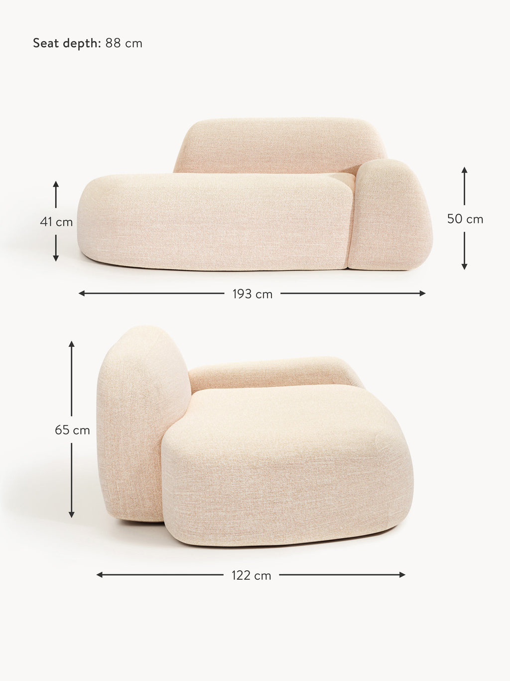 Wolke Bouclé Sofa (2-seater) with Chaise End