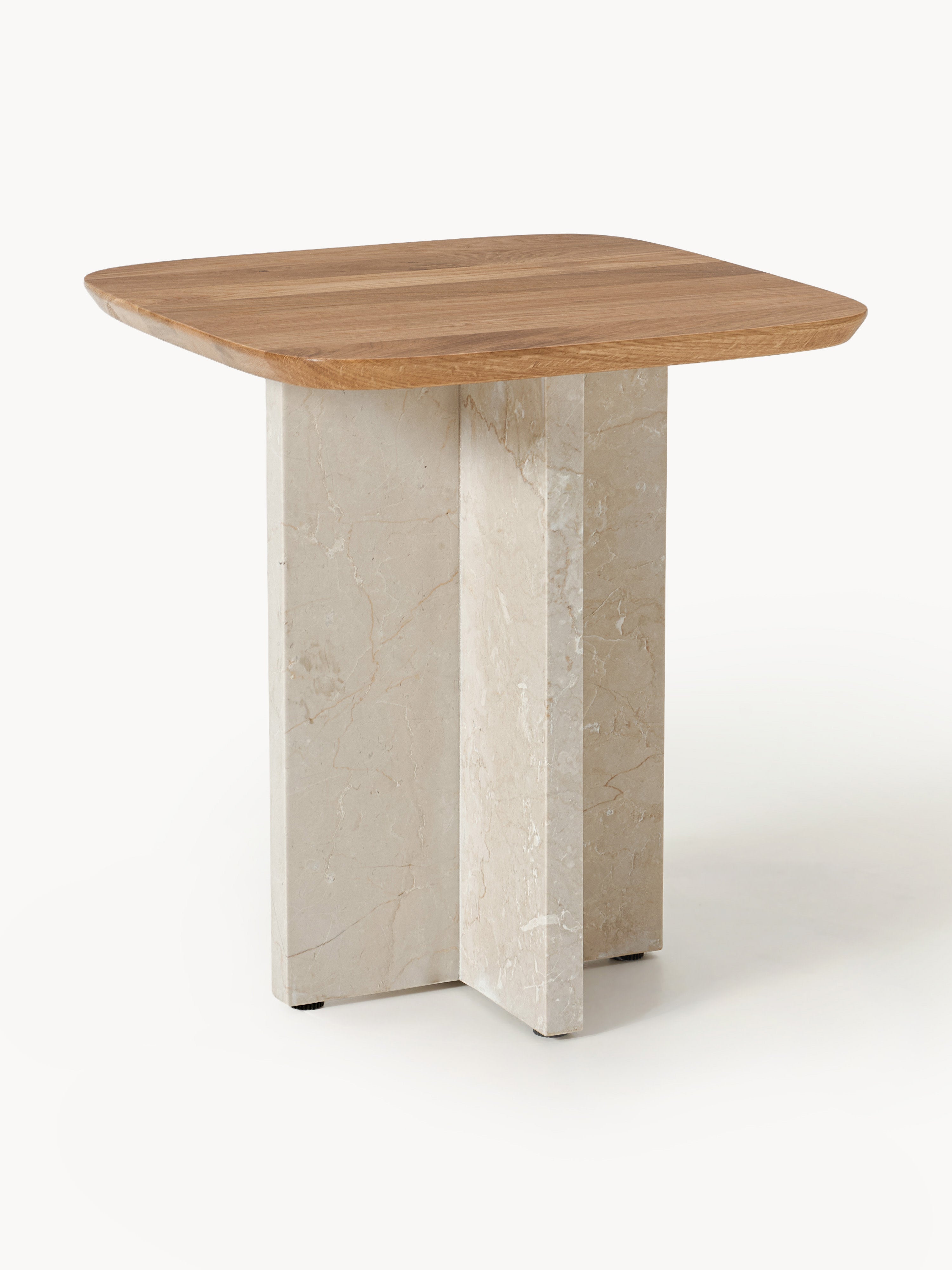 Gallery image 1 - Oak Wood and Marble Side Table Naida