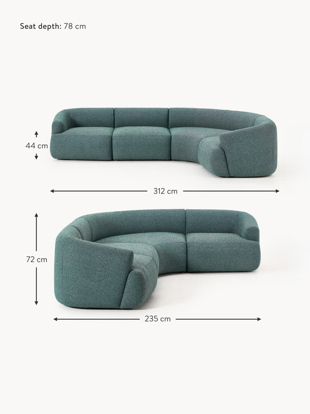 Sofia Modular Bouclé Corner Sofa (4-seater)
