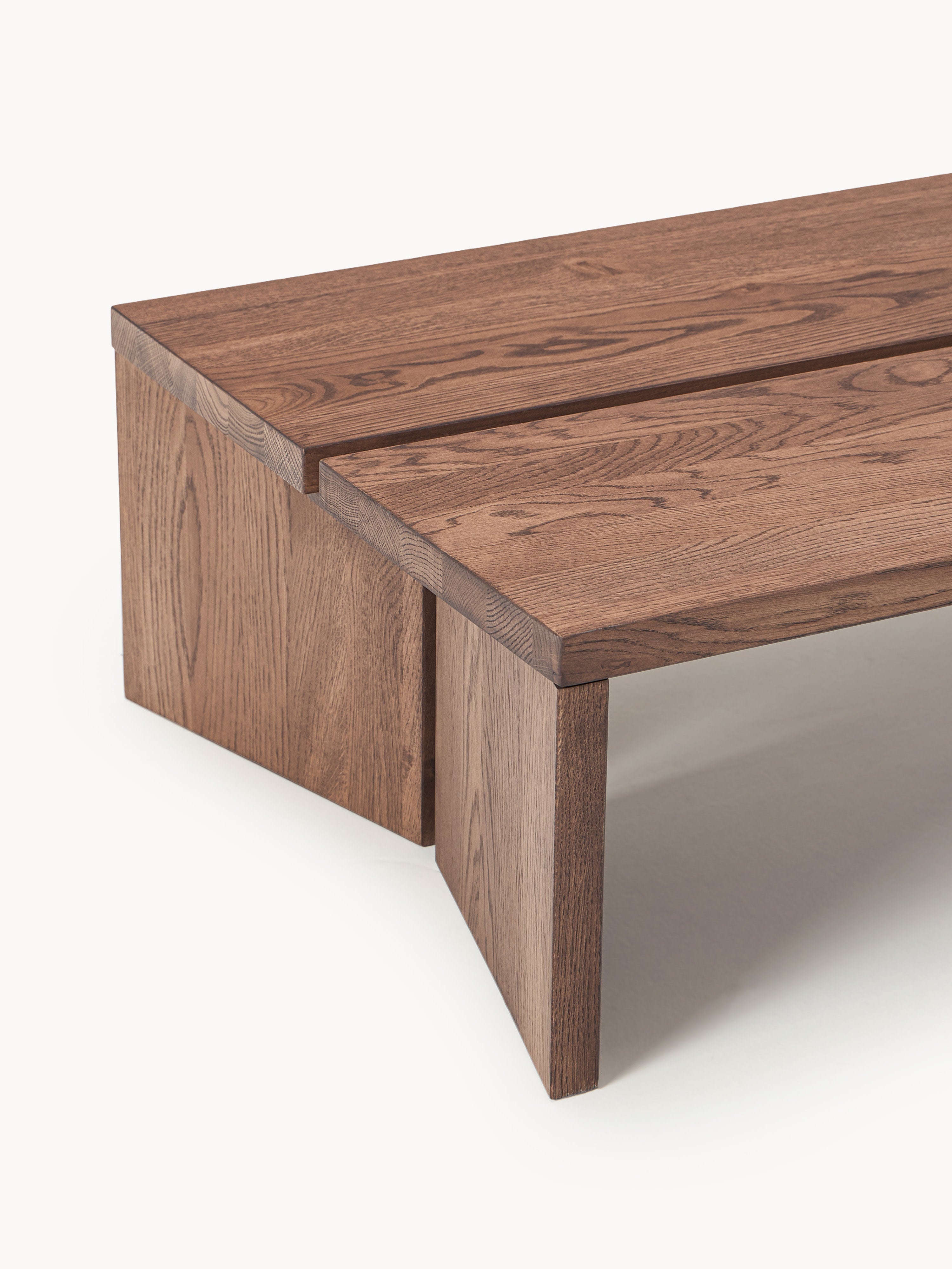 Amad Oak Wood Coffee Tables, Set of 2