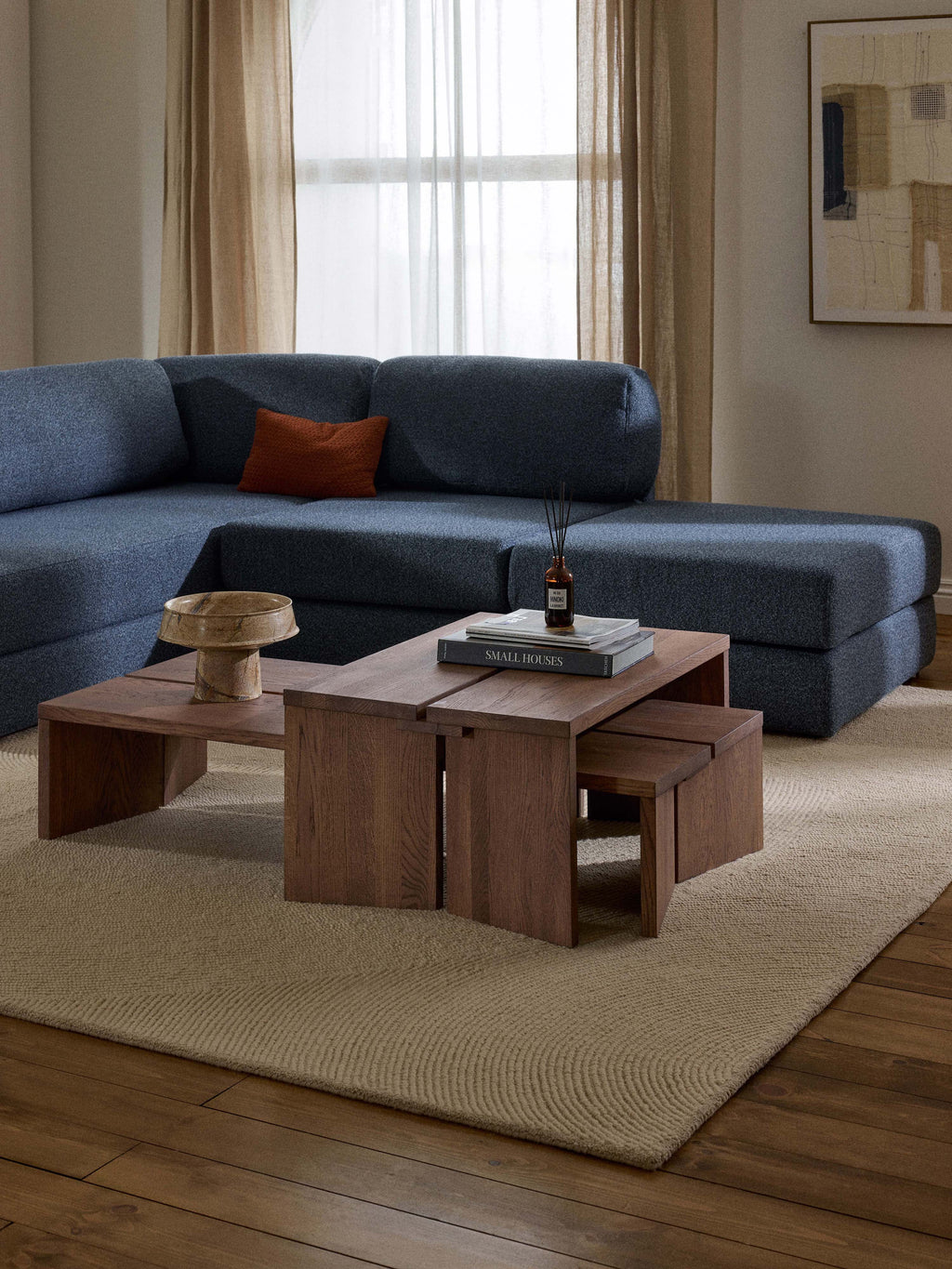 Amad Oak Wood Coffee Tables, Set of 2