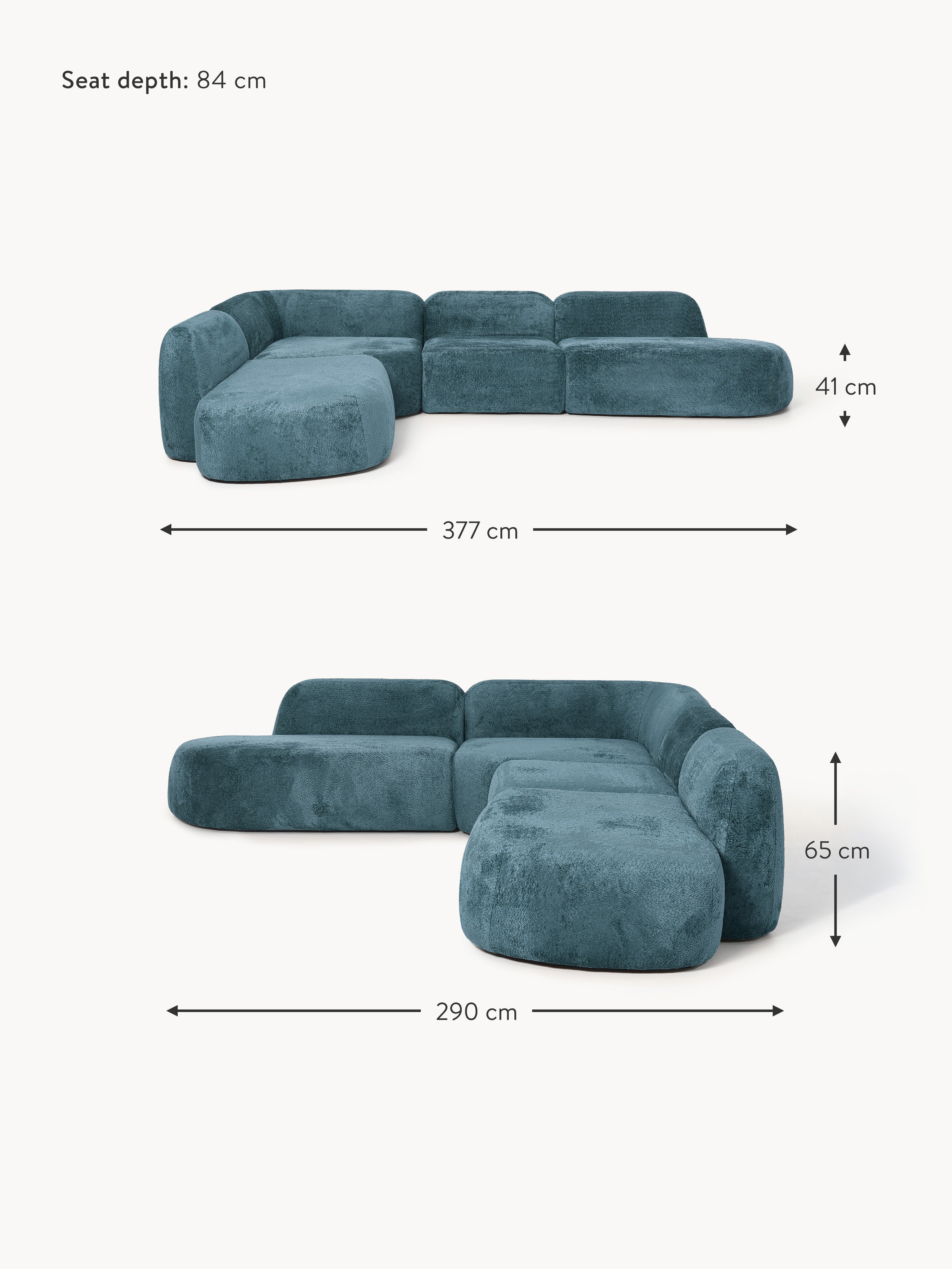 Wolke XL Modular Teddy Bouclé Corner Sofa with Chaise Ends
