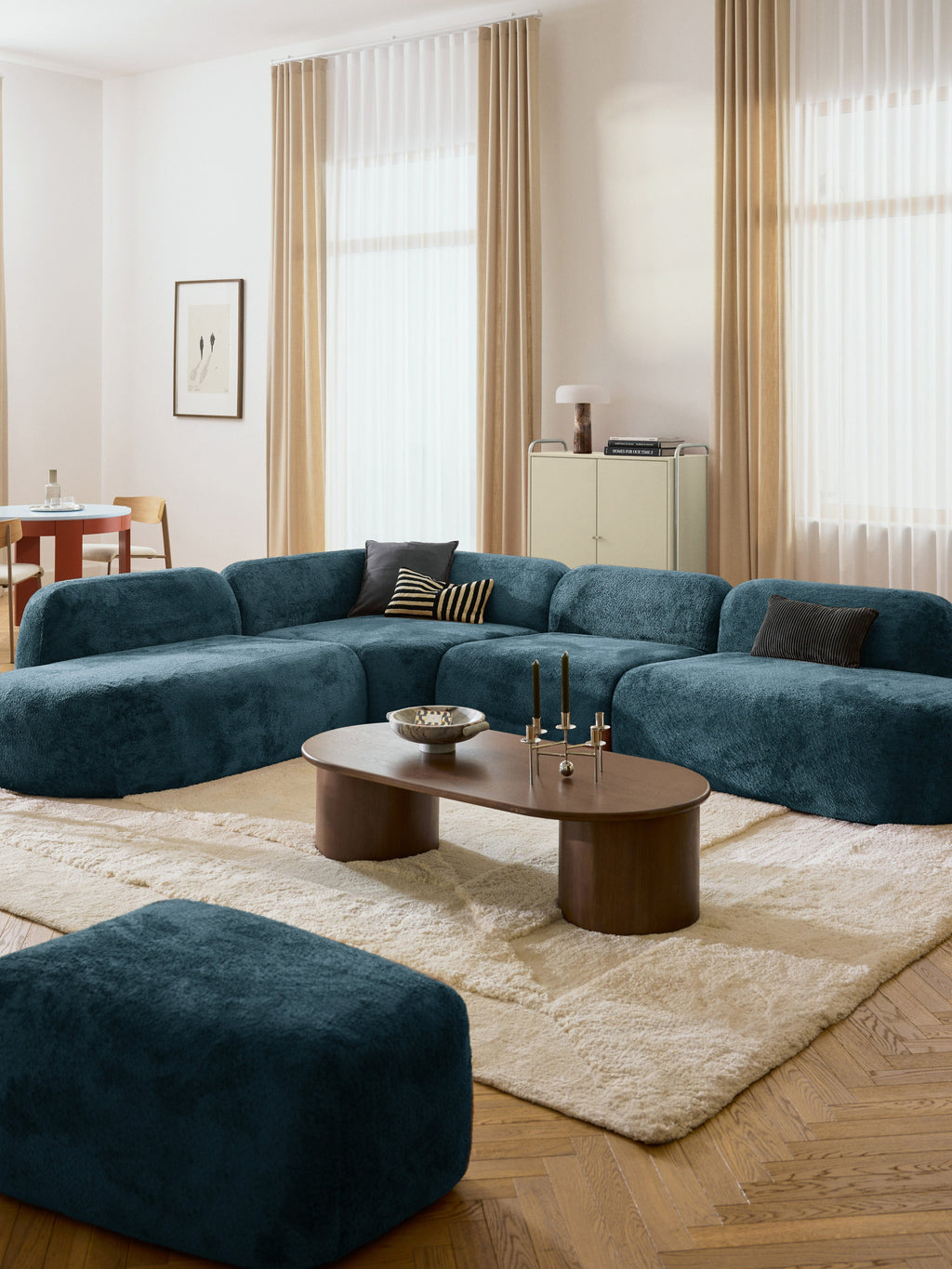 Wolke XL Modular Teddy Bouclé Corner Sofa with Chaise Ends