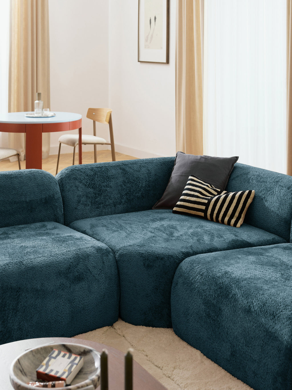 Wolke XL Modular Teddy Bouclé Corner Sofa with Chaise Ends