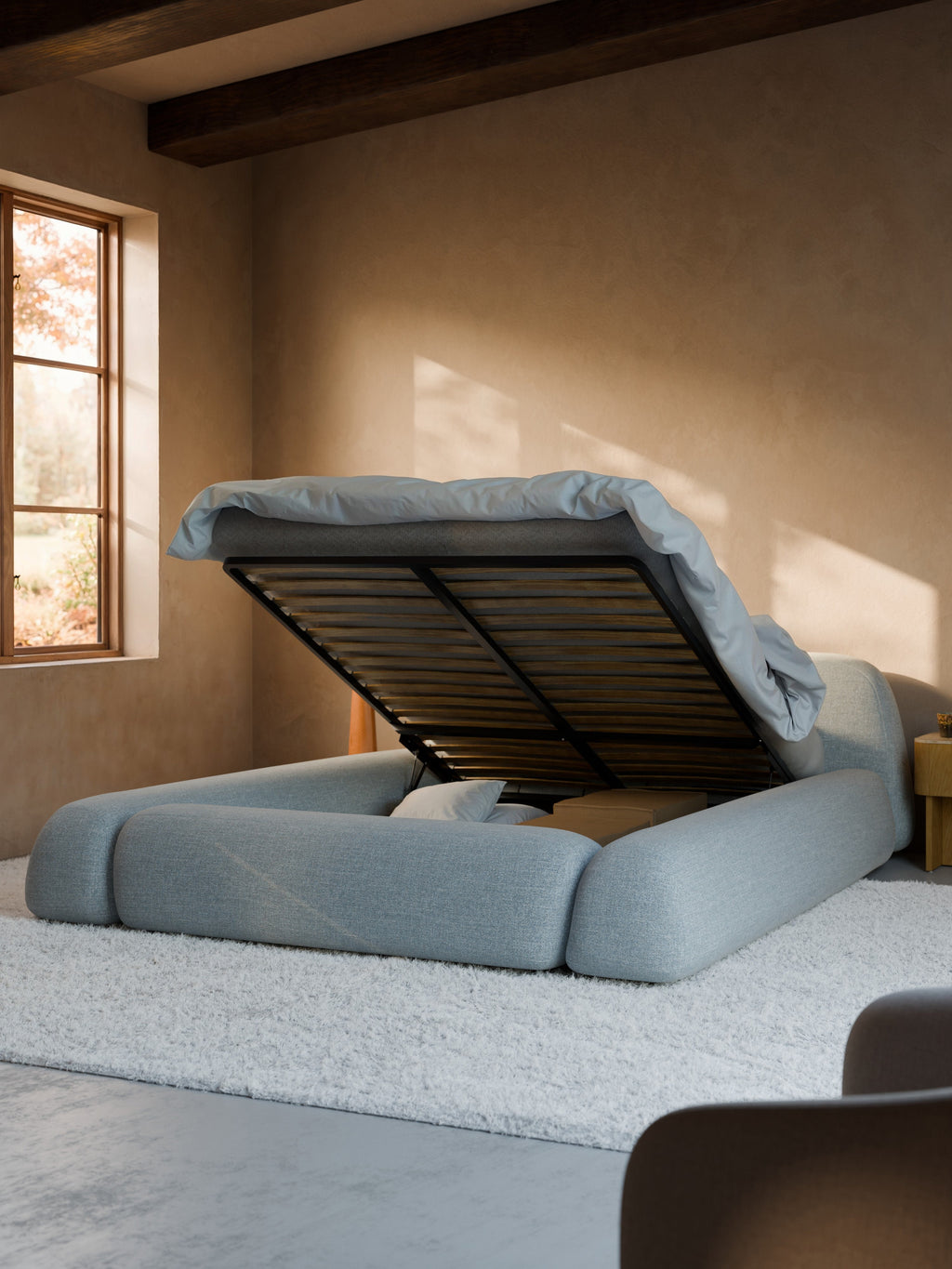 Wolke Upholstered Bouclé Bed with Storage