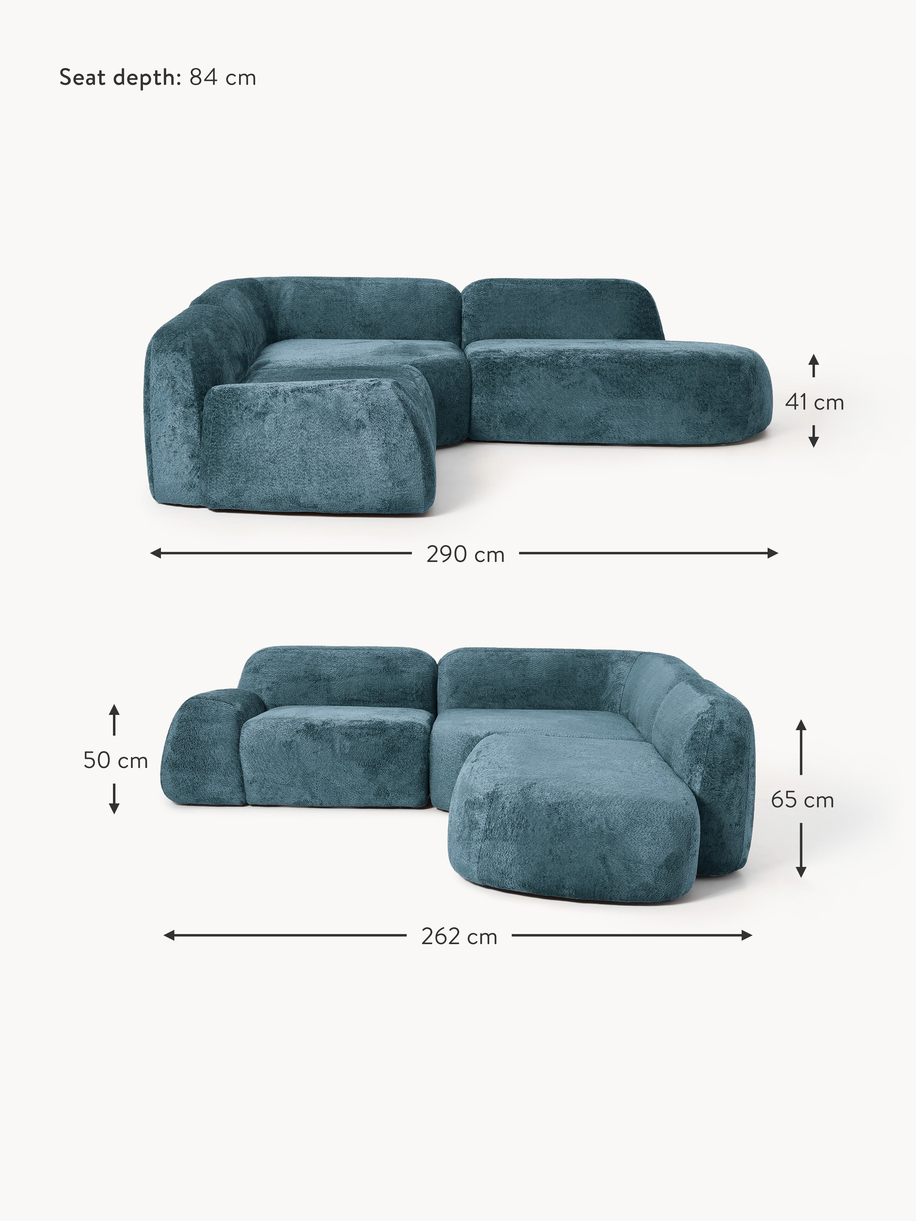 Wolke Modular Teddy Bouclé Corner Sofa (4-seater) with Chaise End