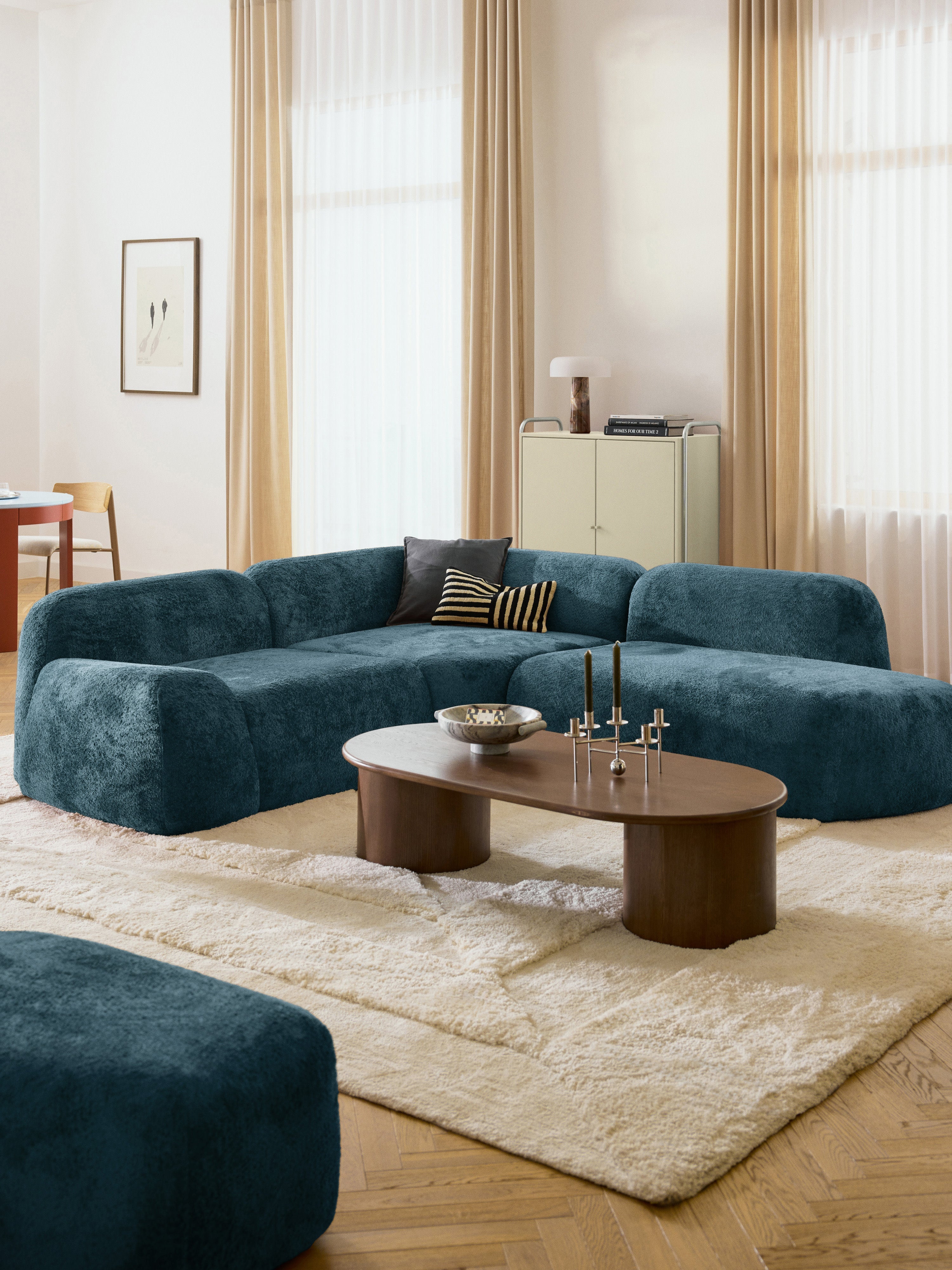Wolke Modular Teddy Bouclé Corner Sofa (4-seater) with Chaise End