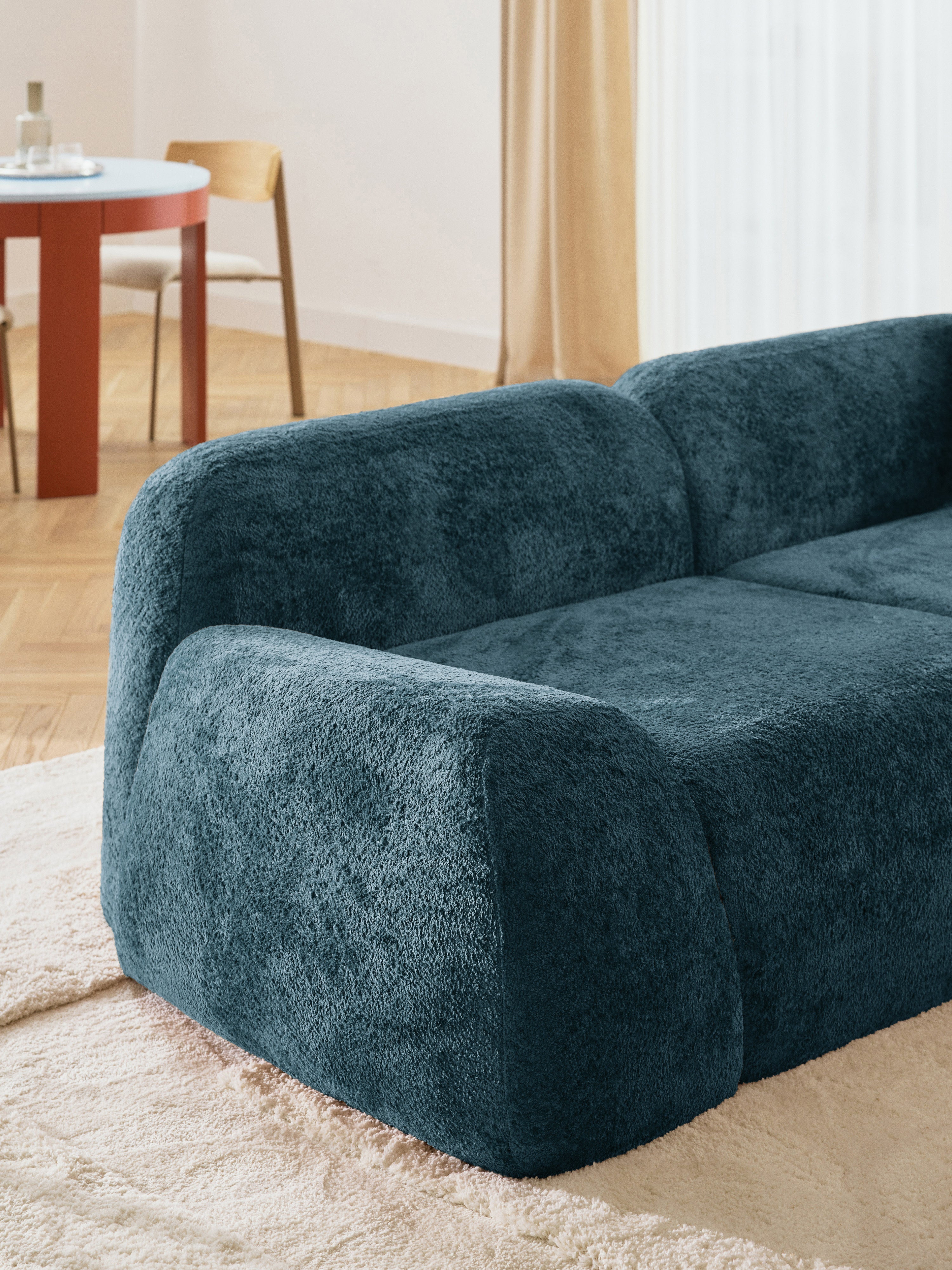 Wolke Modular Teddy Bouclé Corner Sofa (4-seater) with Chaise End