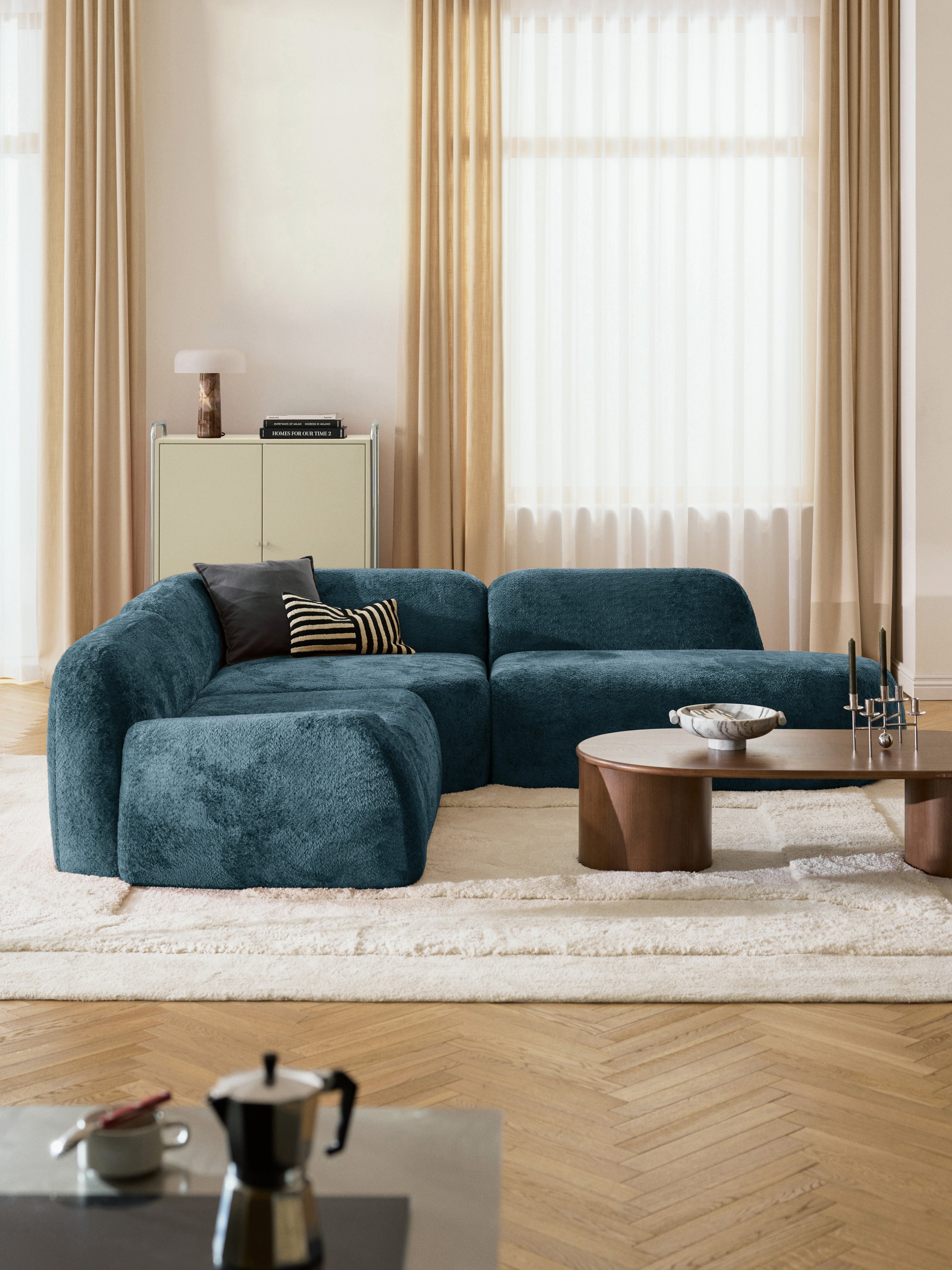Wolke Modular Teddy Bouclé Corner Sofa (4-seater) with Chaise End