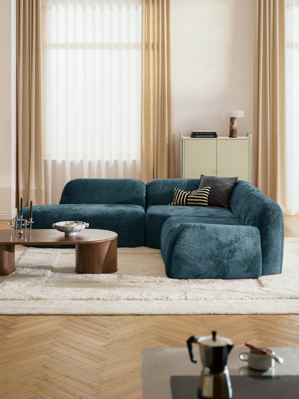 Wolke Modular Teddy Bouclé Corner Sofa (4-seater) with Chaise End