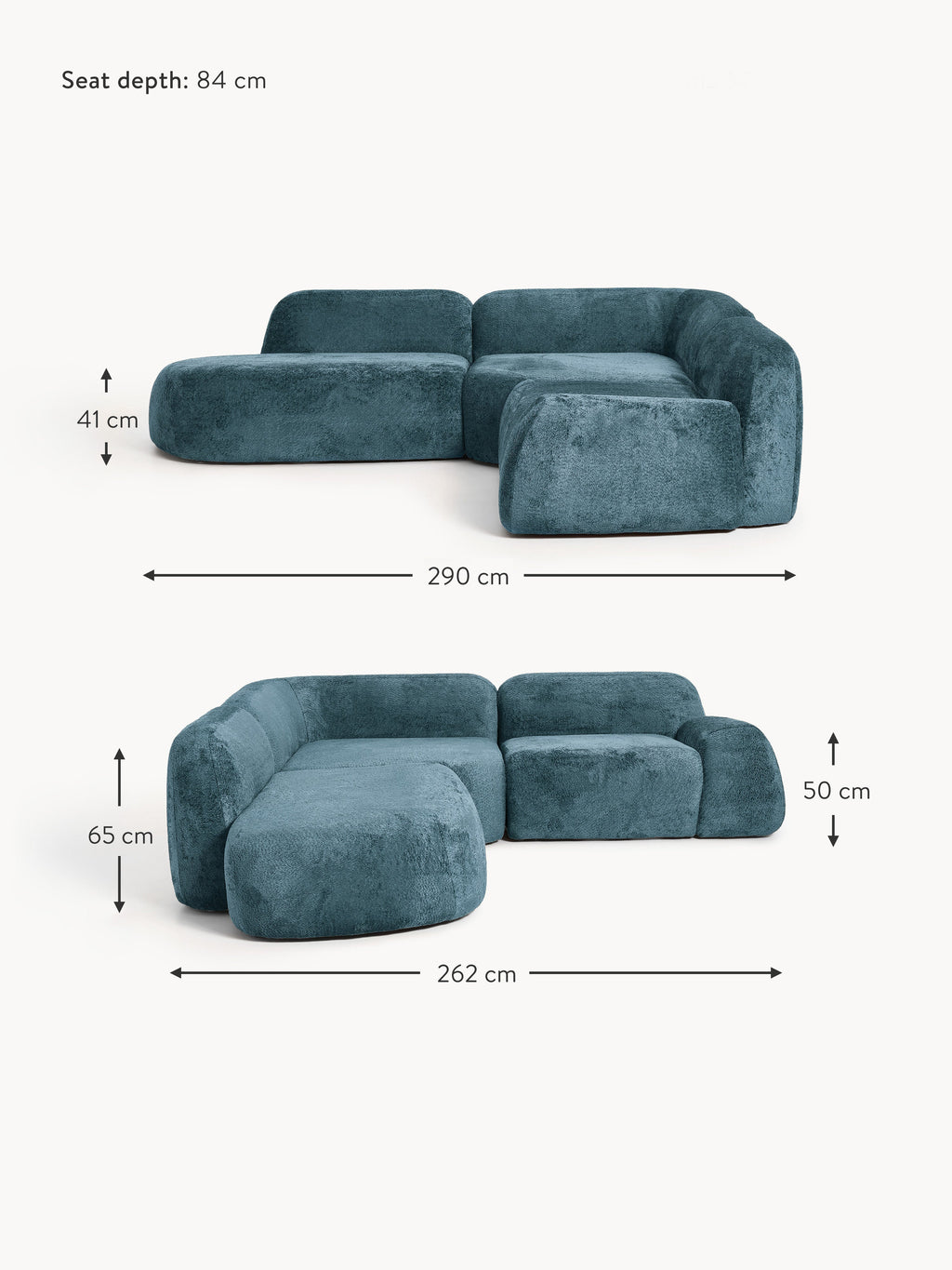 Wolke Modular Teddy Bouclé Corner Sofa (4-seater) with Chaise End