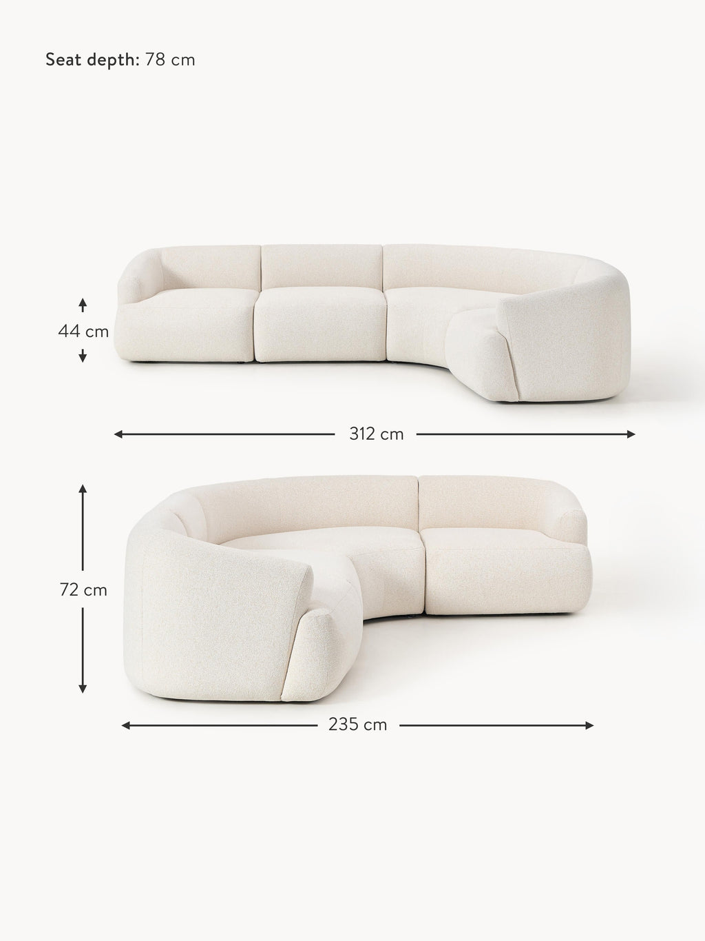 Sofia Modular Bouclé Corner Sofa (4-seater)