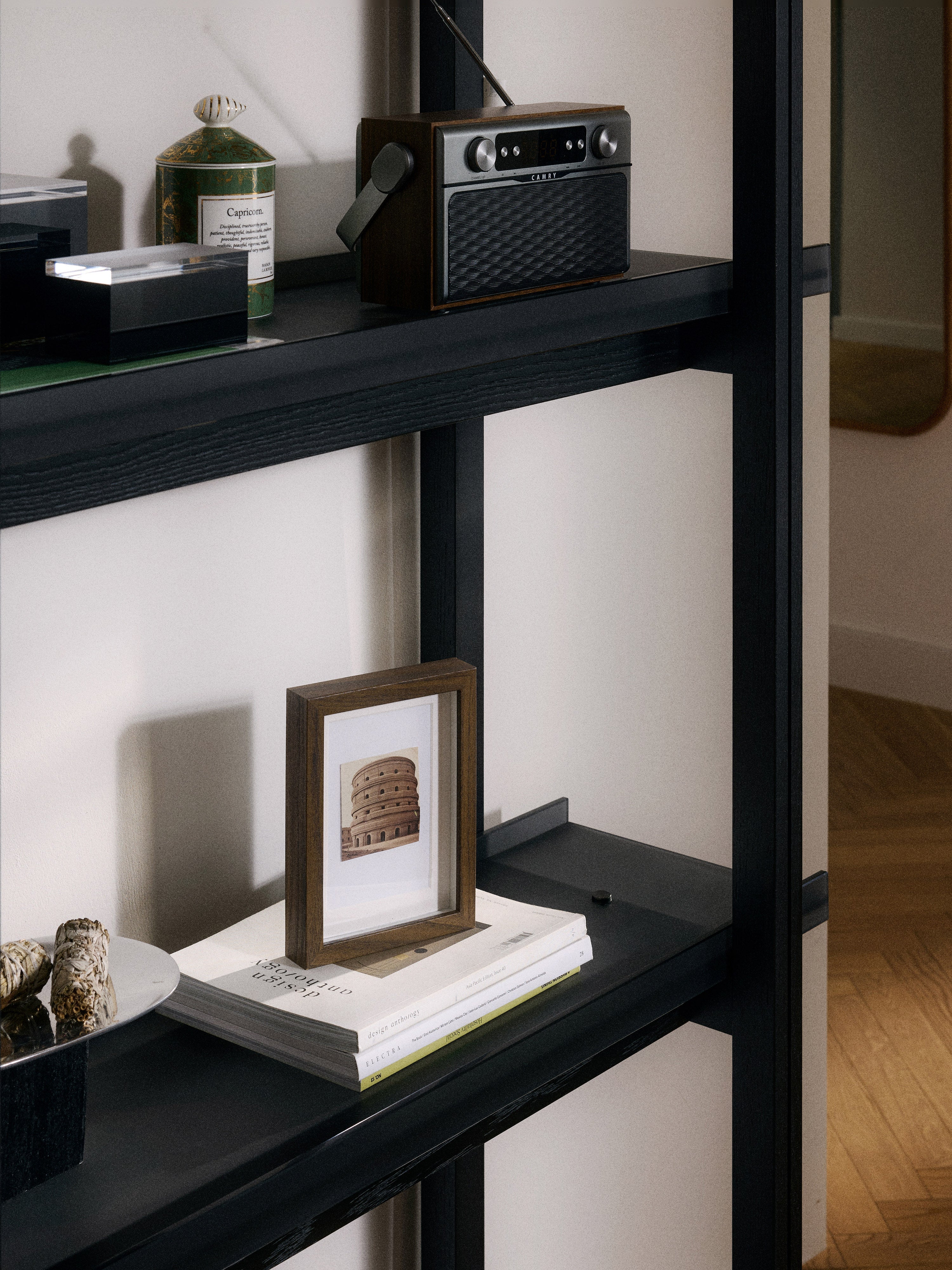Alex Large Oak Shelving Unit with Glass Shelves
