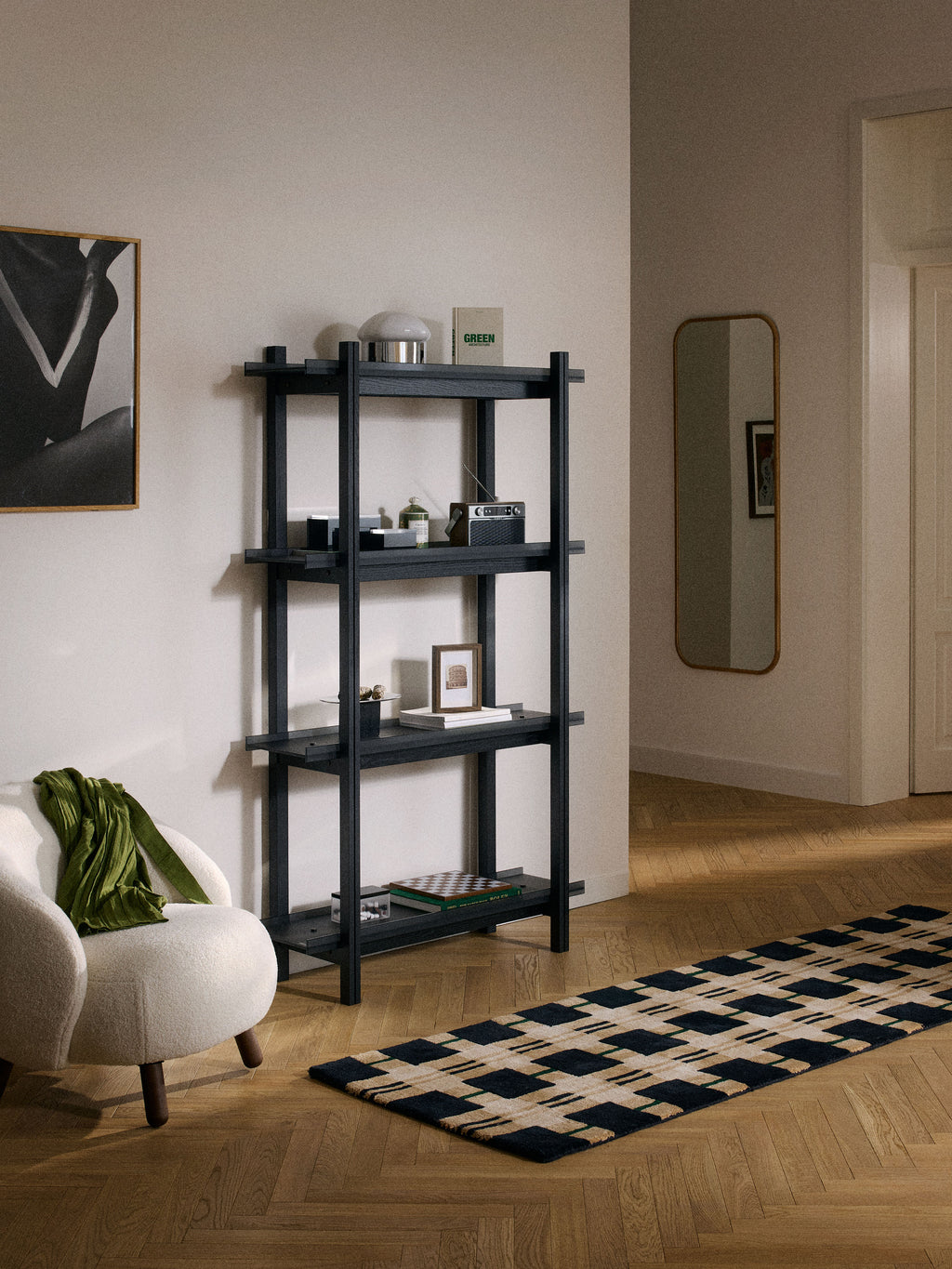 Alex Large Oak Shelving Unit with Glass Shelves