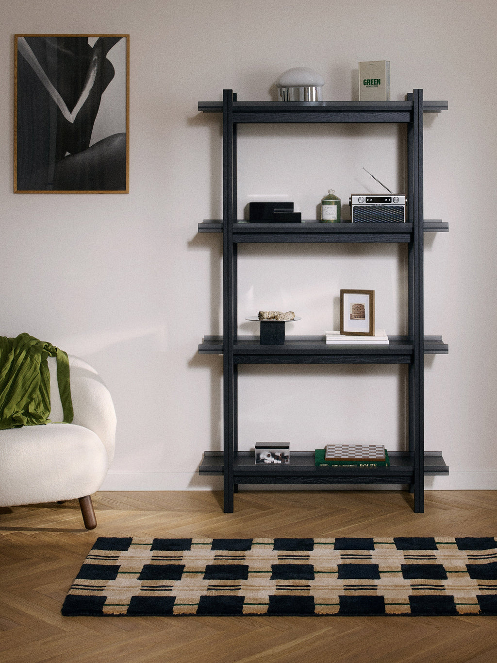 Alex Large Oak Shelving Unit with Glass Shelves
