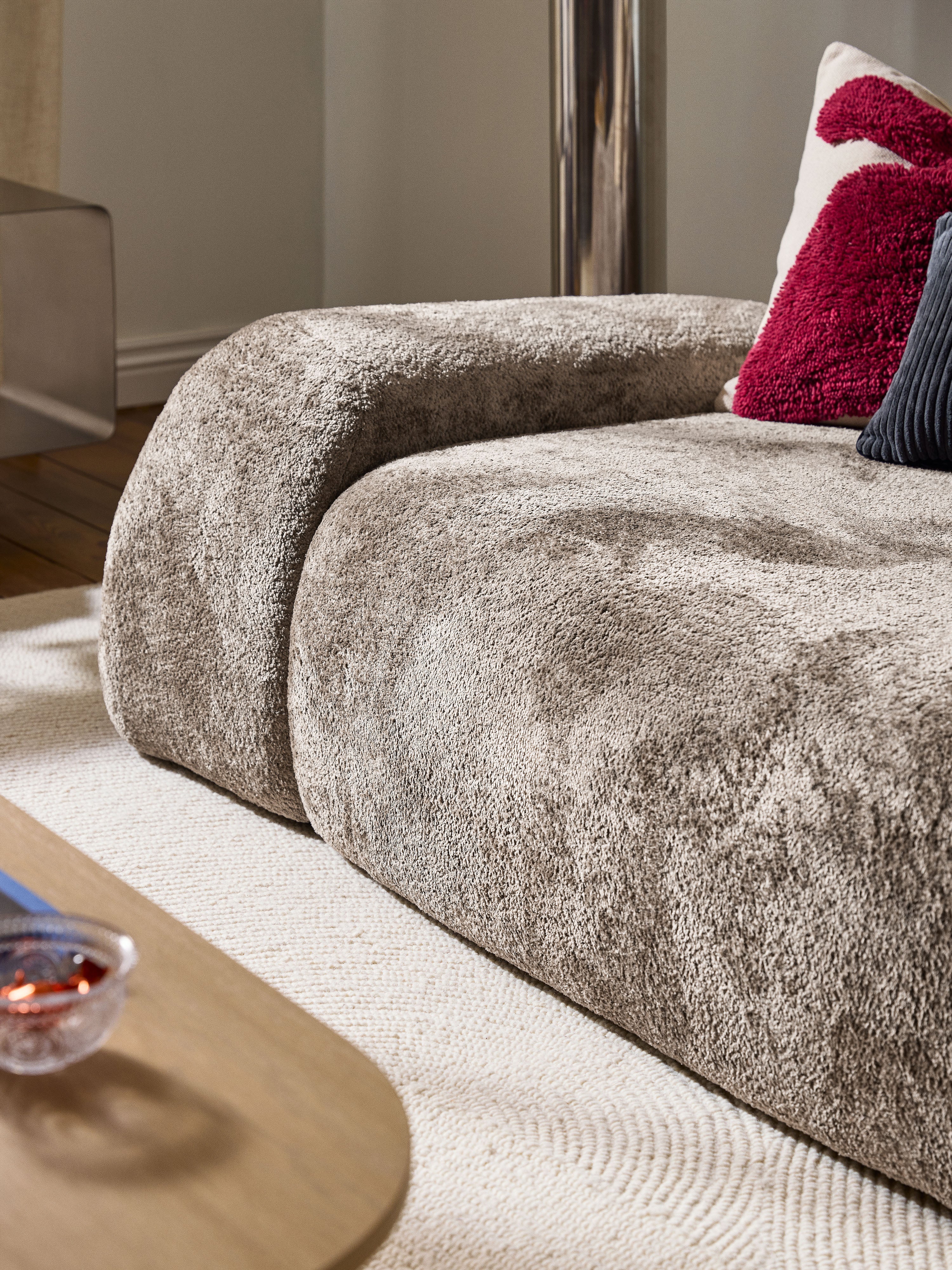 Wolke Teddy Bouclé Sofa (2-seater) with Chaise End