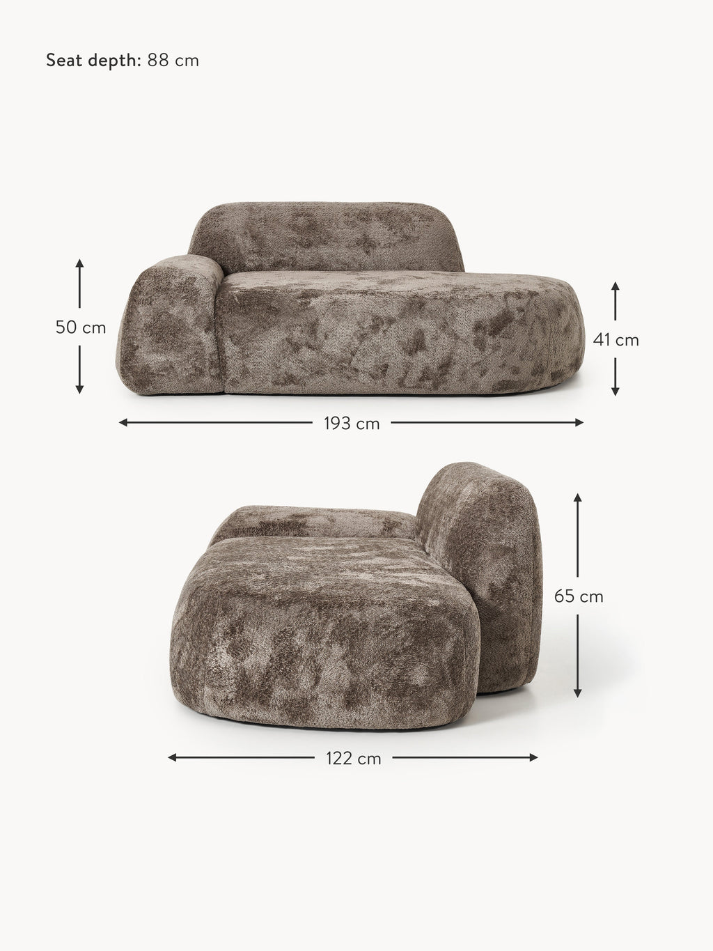 Wolke Teddy Bouclé Sofa (2-seater) with Chaise End