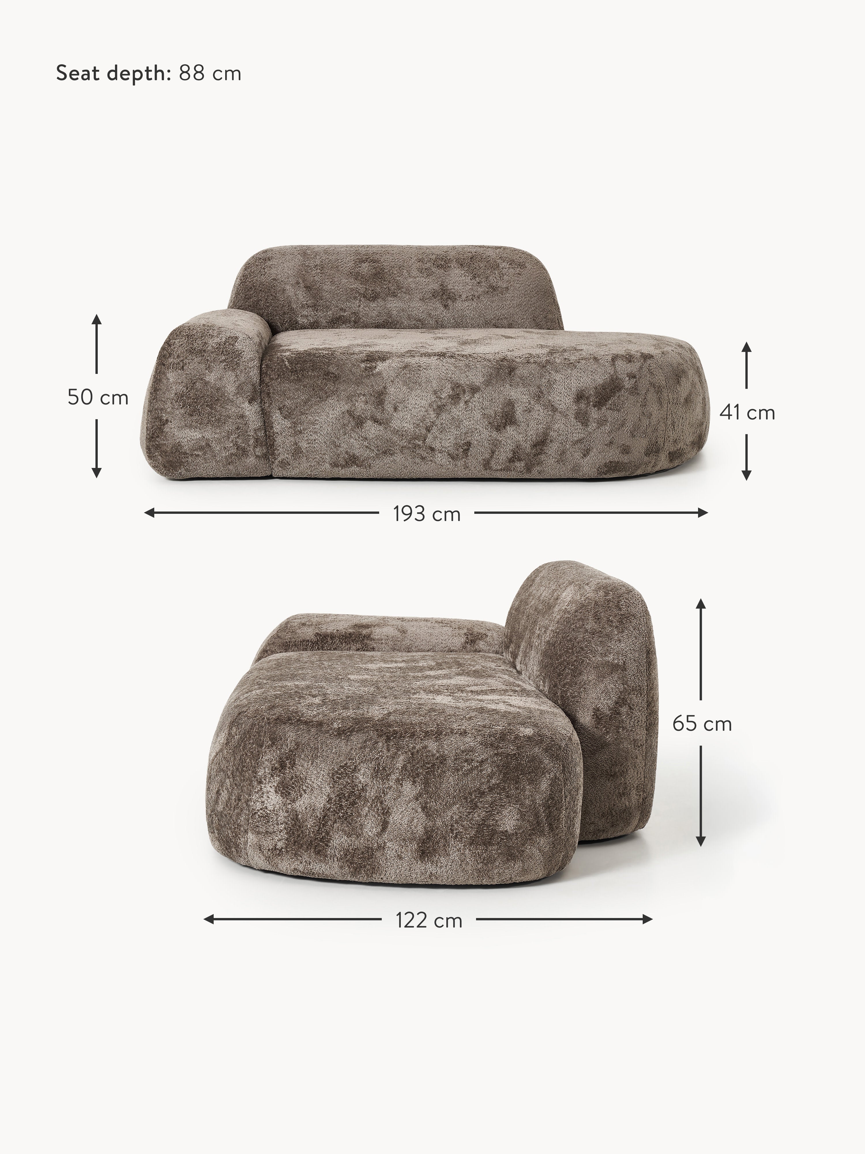 Wolke Teddy Bouclé Sofa (2-seater) with Chaise End