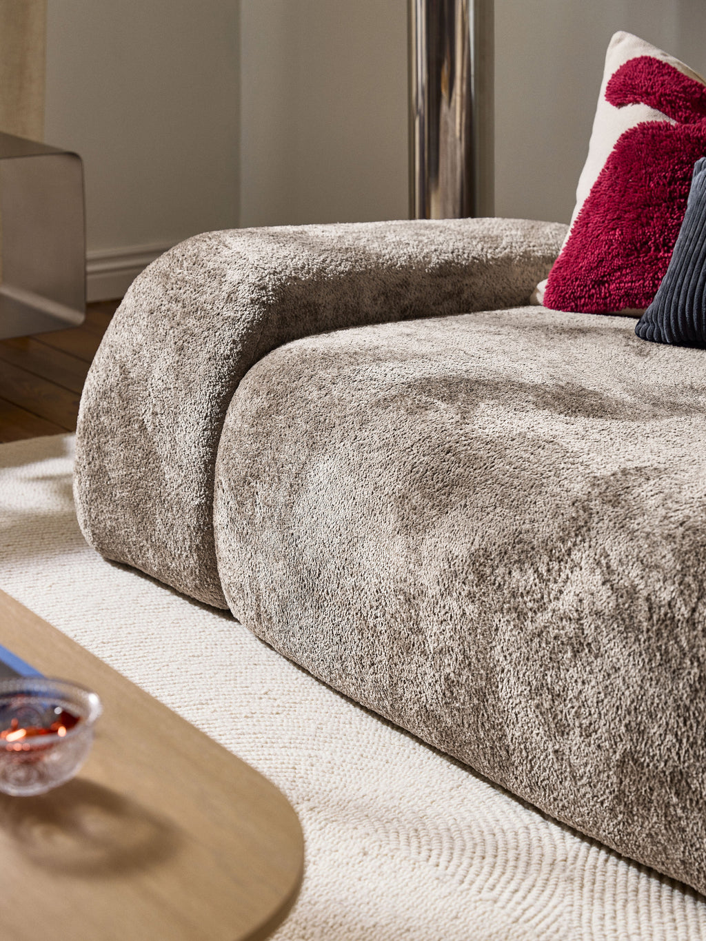Wolke Teddy Bouclé Sofa (2-seater) with Chaise End