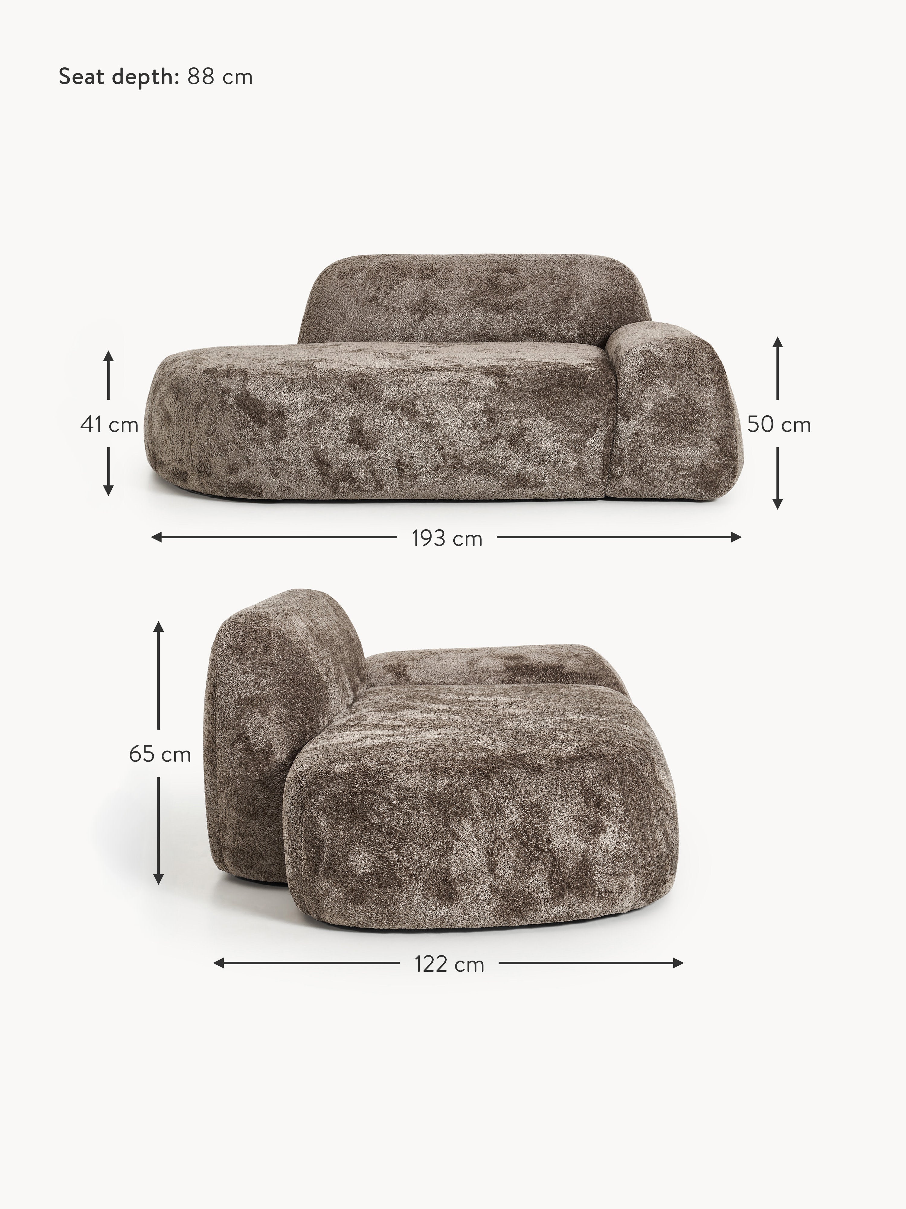 Wolke Teddy Bouclé Sofa (2-seater) with Chaise End