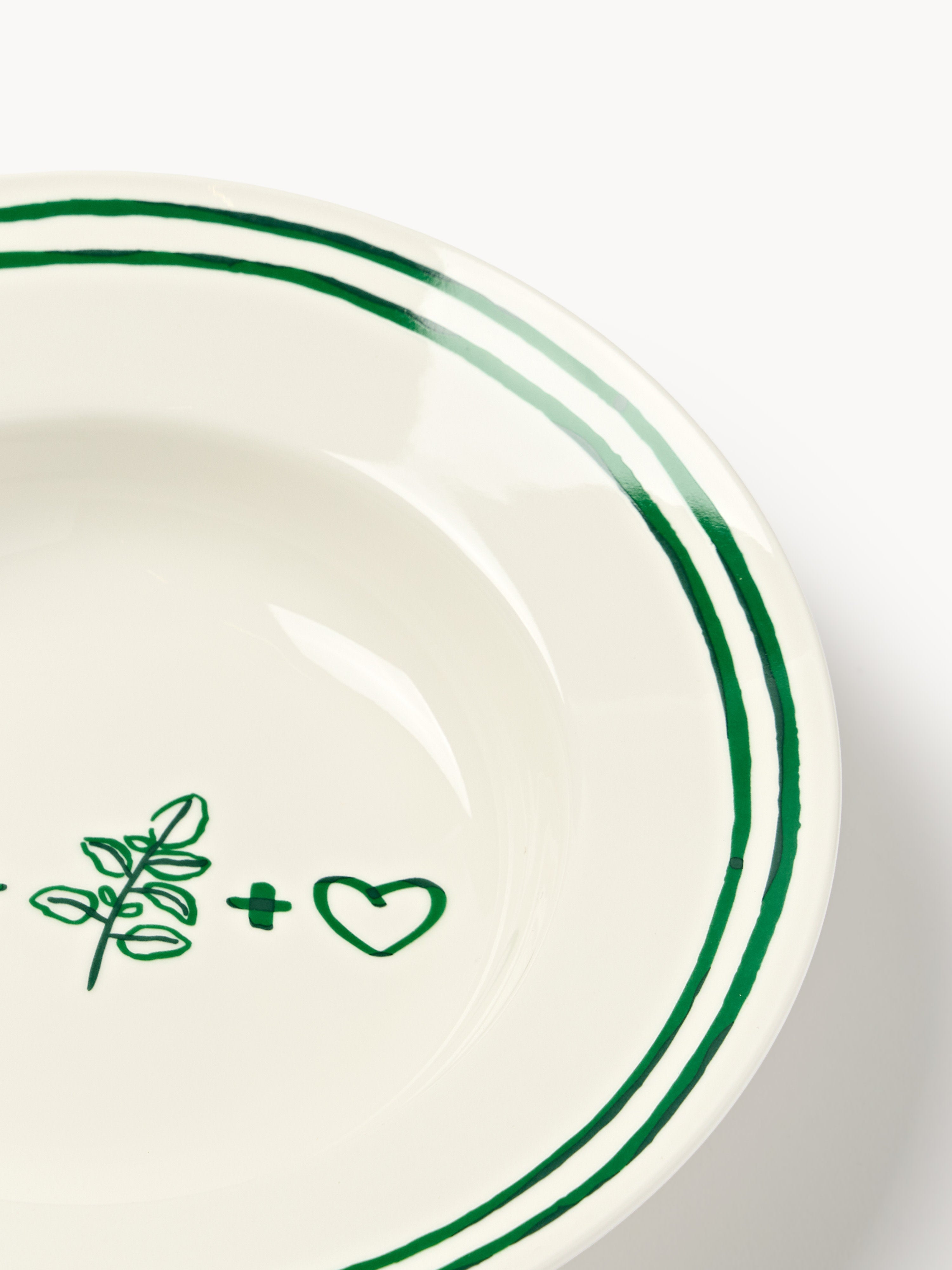 Tutti Porcelain Pasta Plates with Decorative Motif, Set of 4