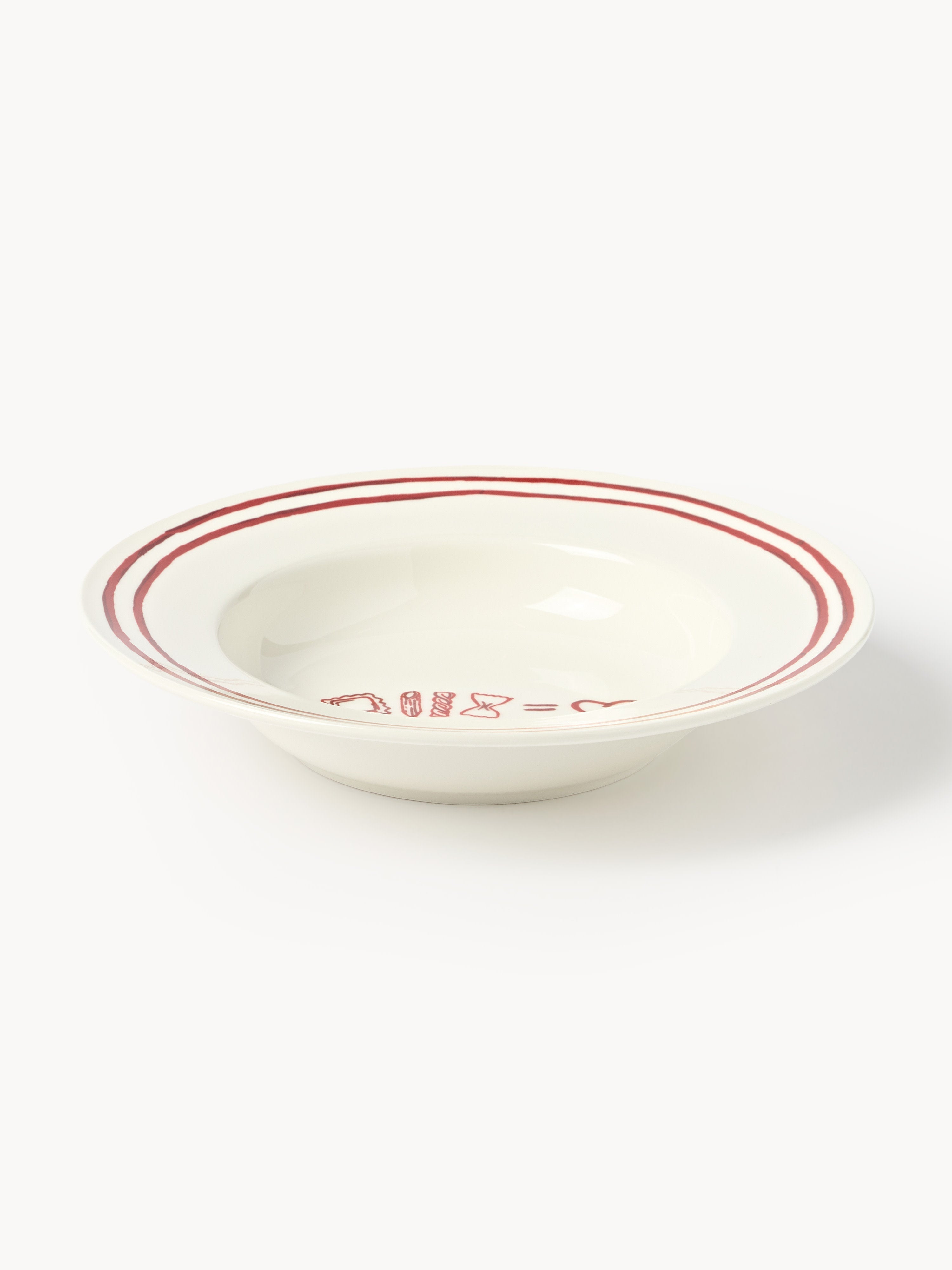 Tutti Porcelain Pasta Plates with Decorative Motif, Set of 4