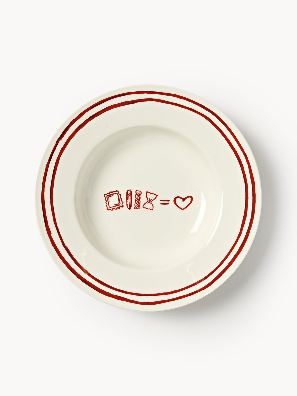 Tutti Porcelain Pasta Plates with Decorative Motif, Set of 4