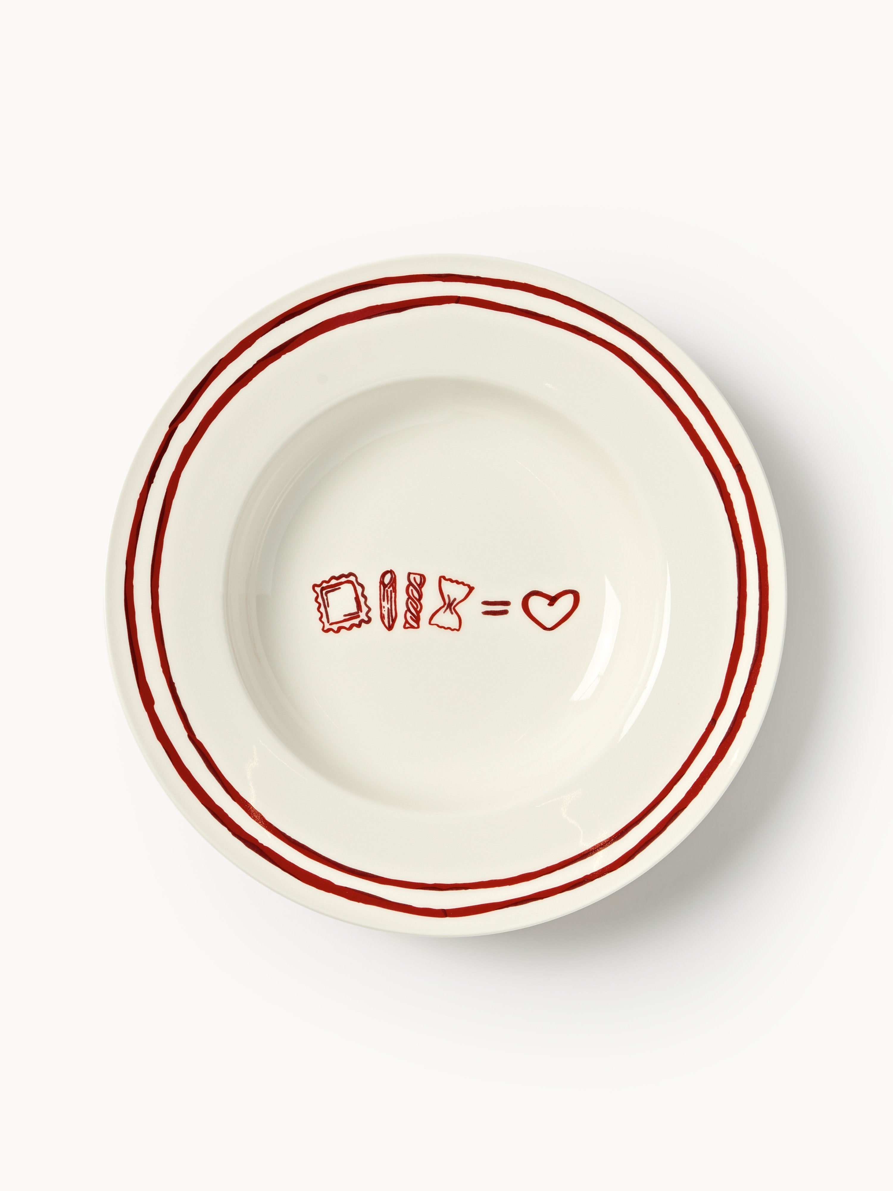 Tutti Porcelain Pasta Plates with Decorative Motif, Set of 4