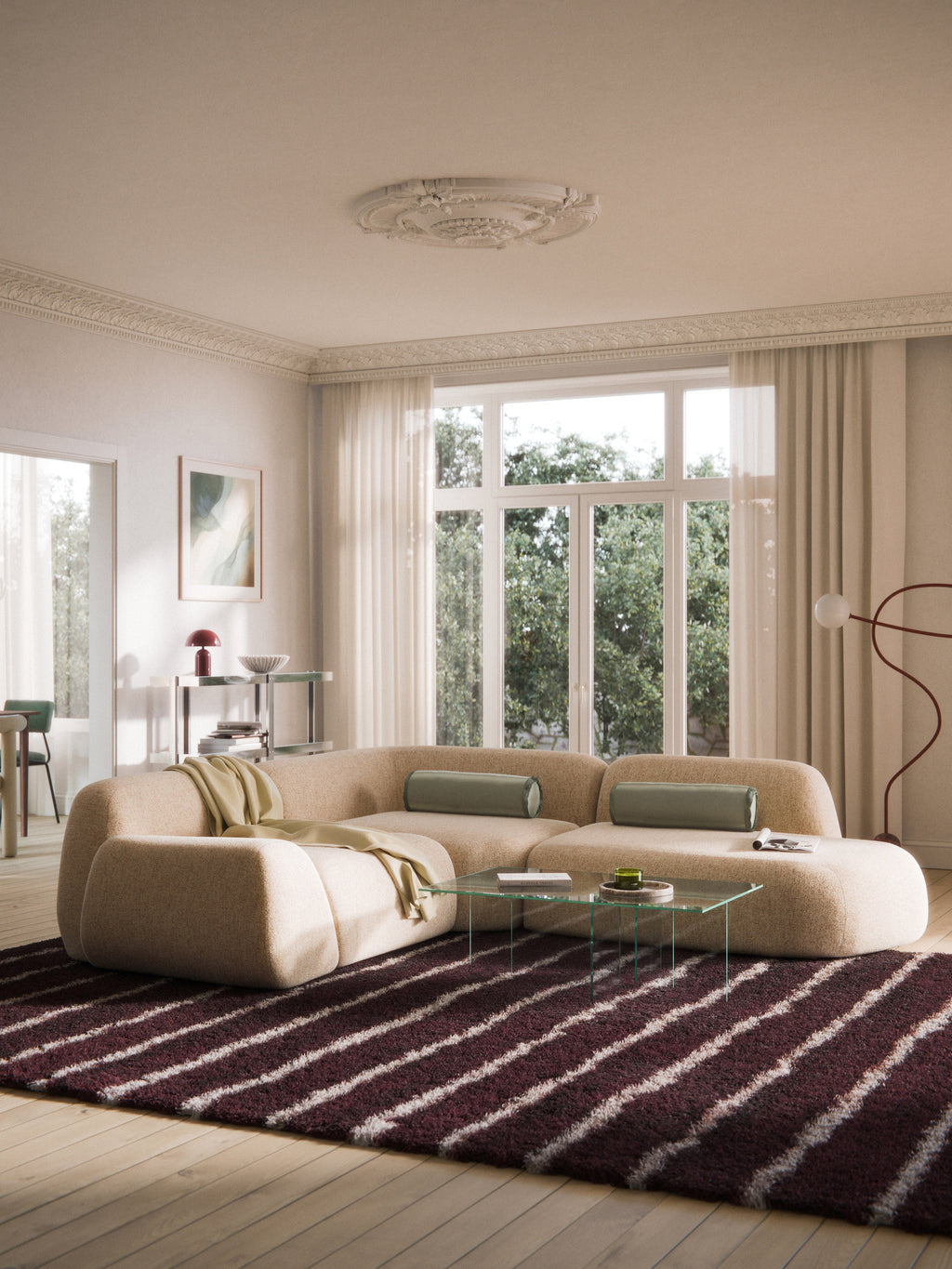 Wolke Modular Bouclé Corner Sofa (4-seater) with Chaise End