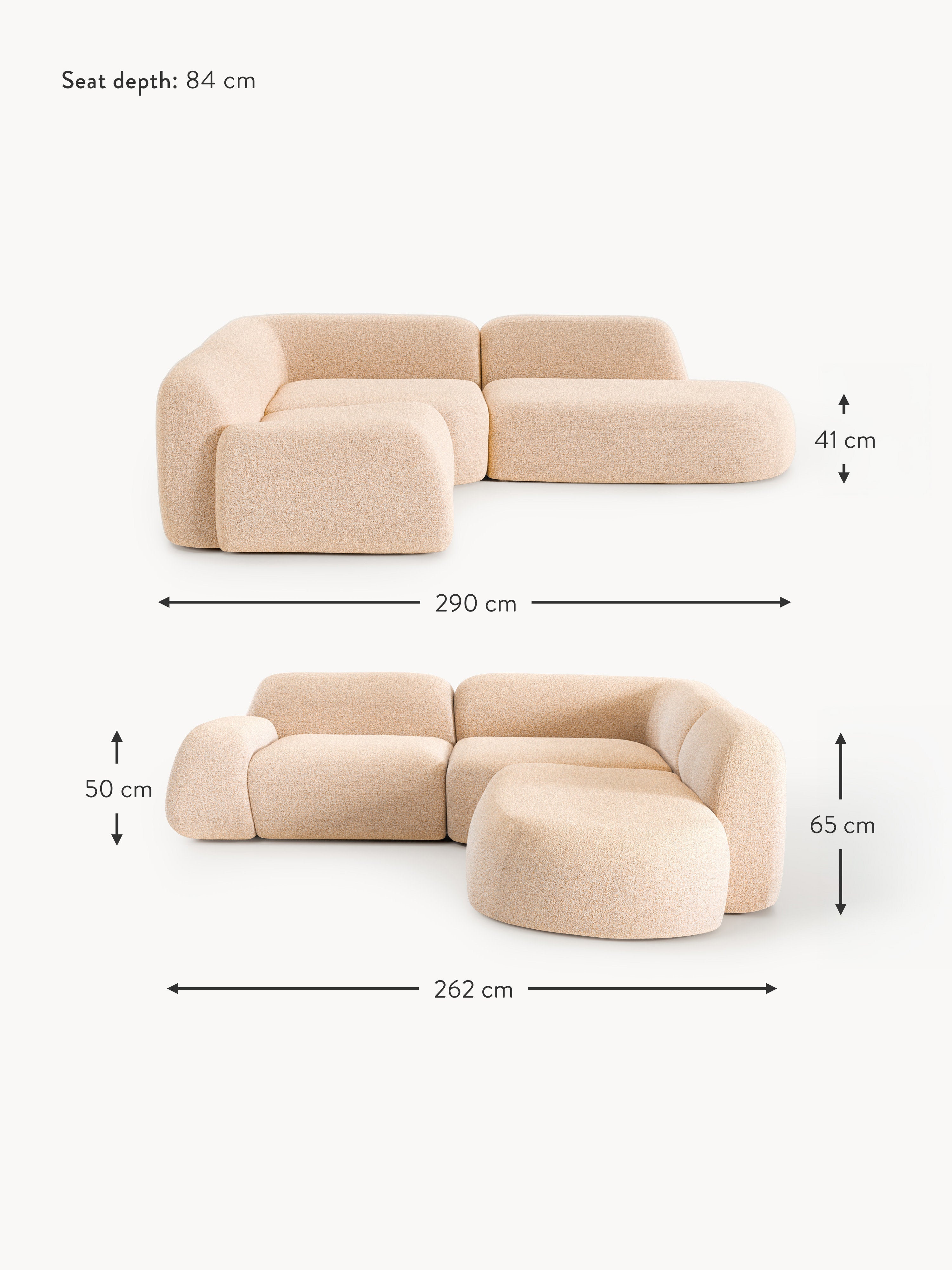 Wolke Modular Bouclé Corner Sofa (4-seater) with Chaise End