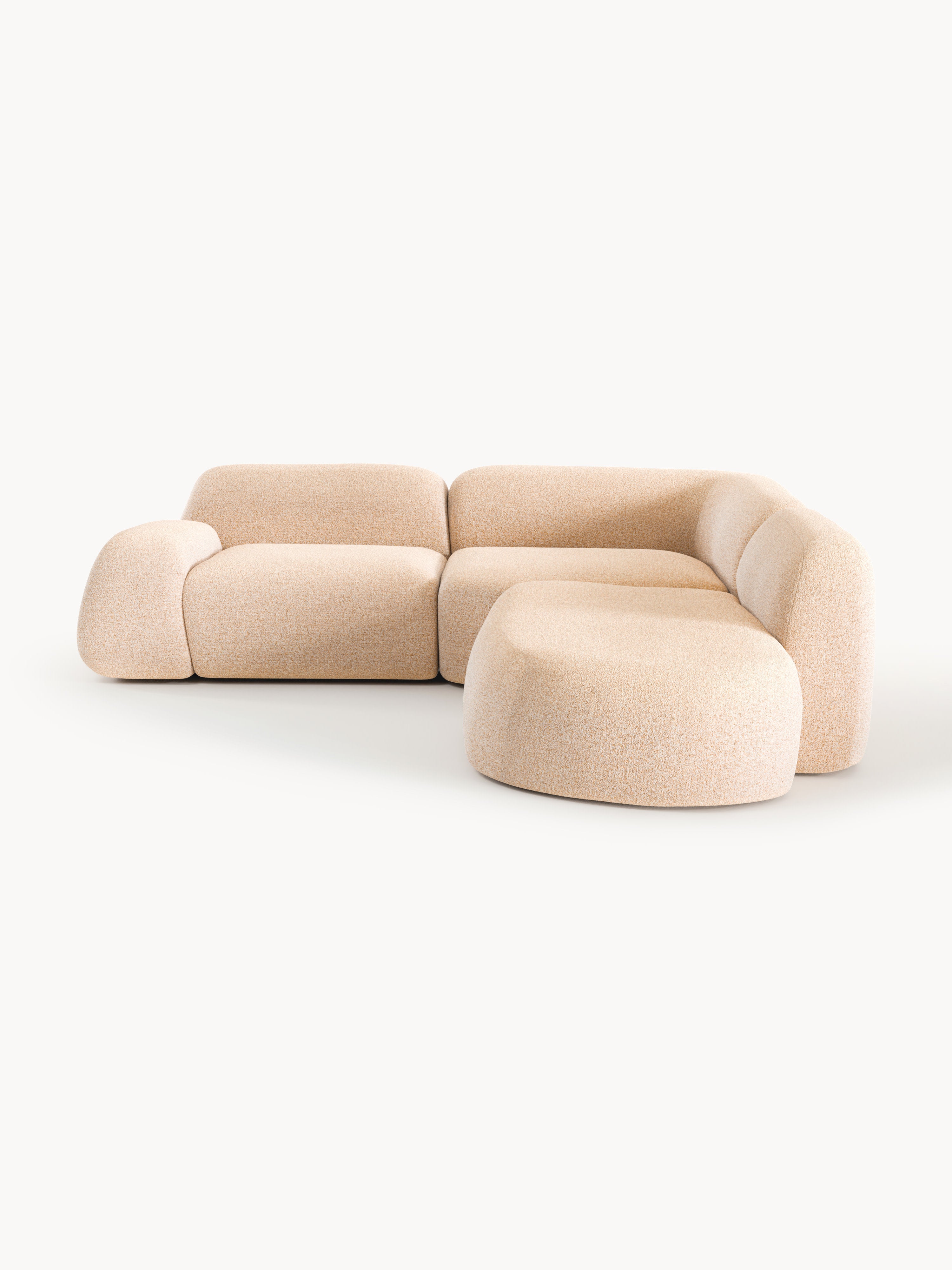 Wolke Modular Bouclé Corner Sofa (4-seater) with Chaise End