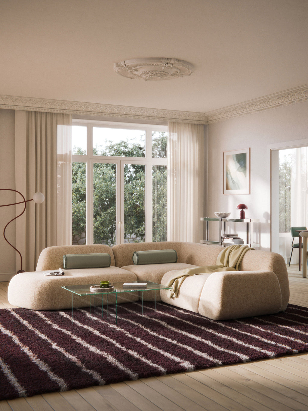 Wolke Modular Bouclé Corner Sofa (4-seater) with Chaise End