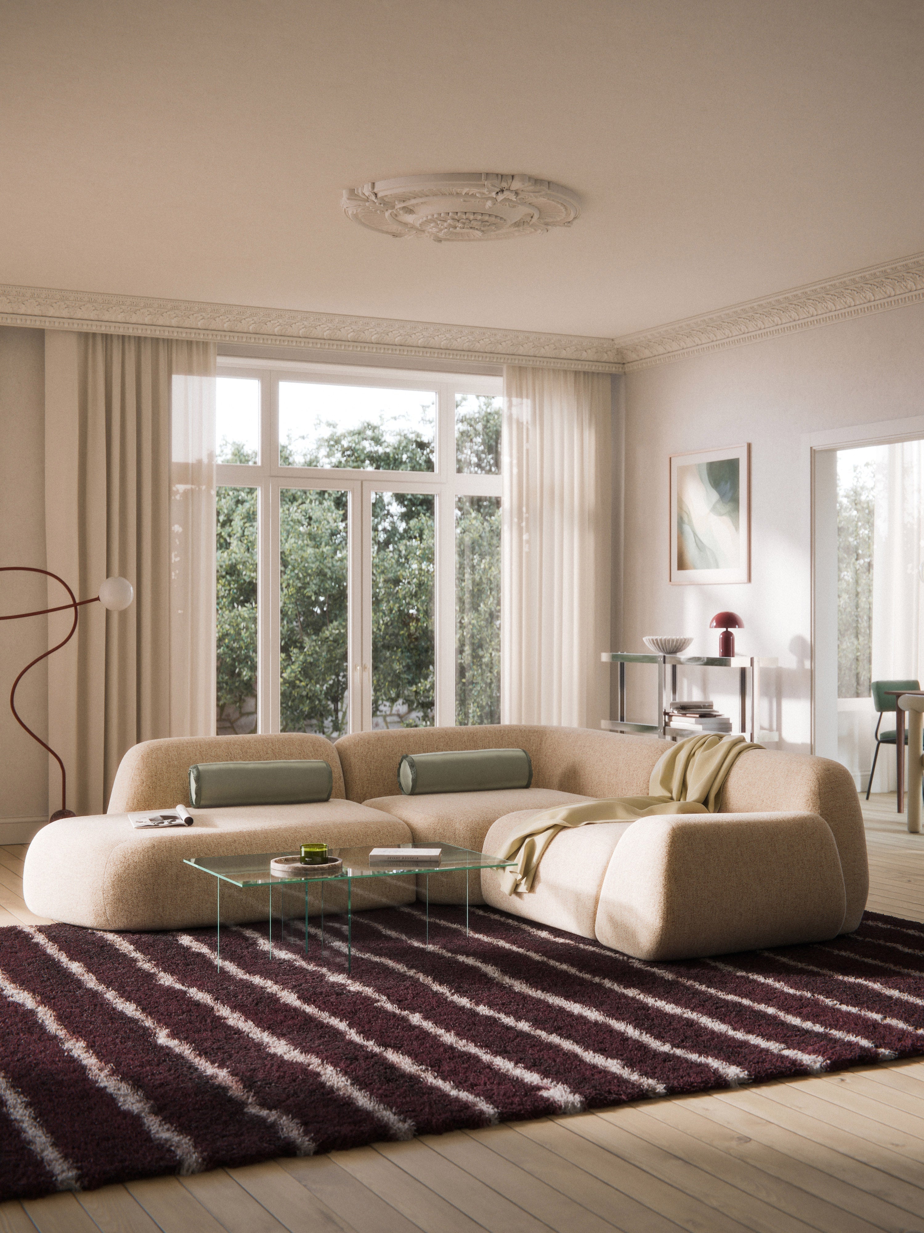 Wolke Modular Bouclé Corner Sofa (4-seater) with Chaise End