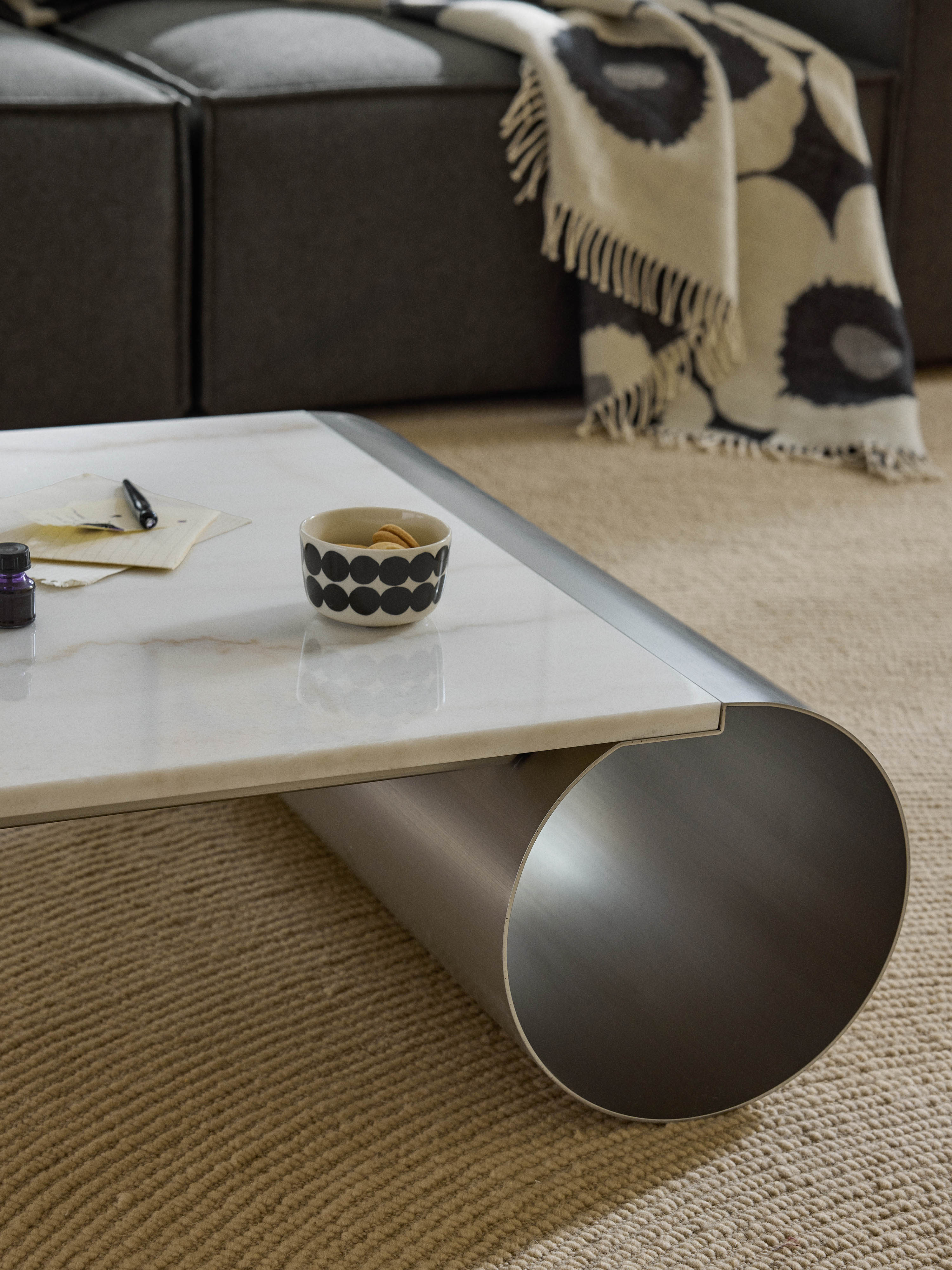 Blaze Coffee Table with Marble Top, W 120 cm