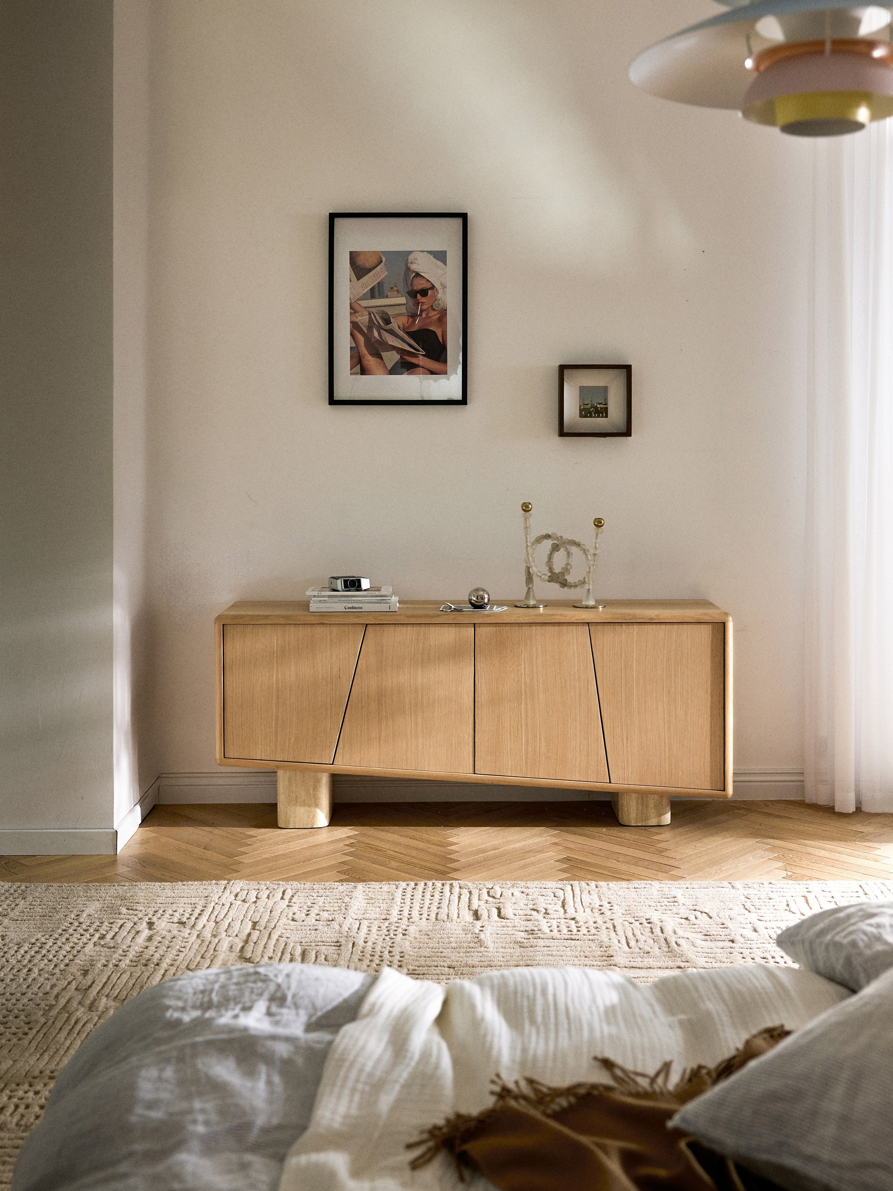 Tundra Wooden Sideboard with Travertine Legs