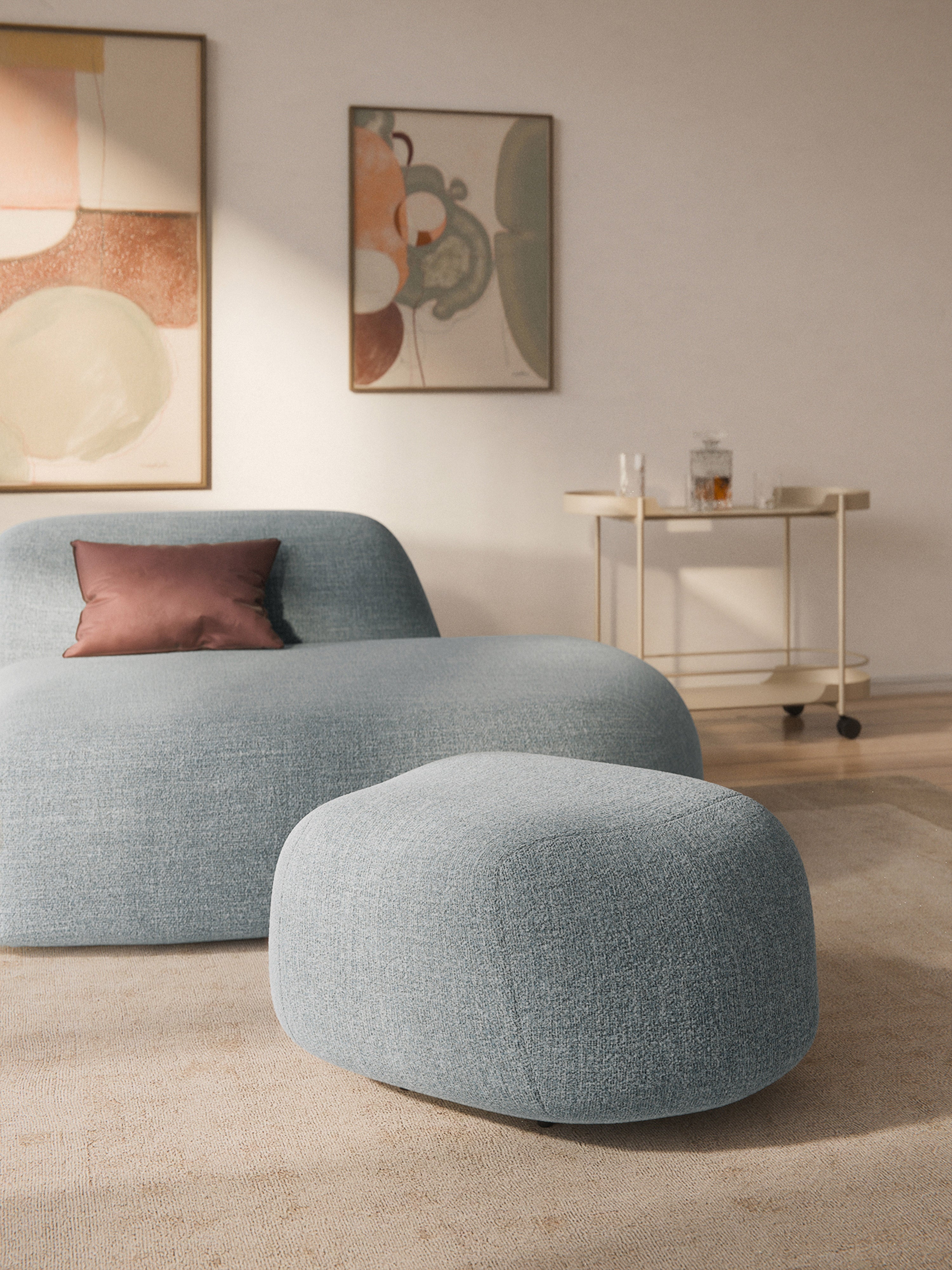 Wolke Oval Bouclé Ottoman