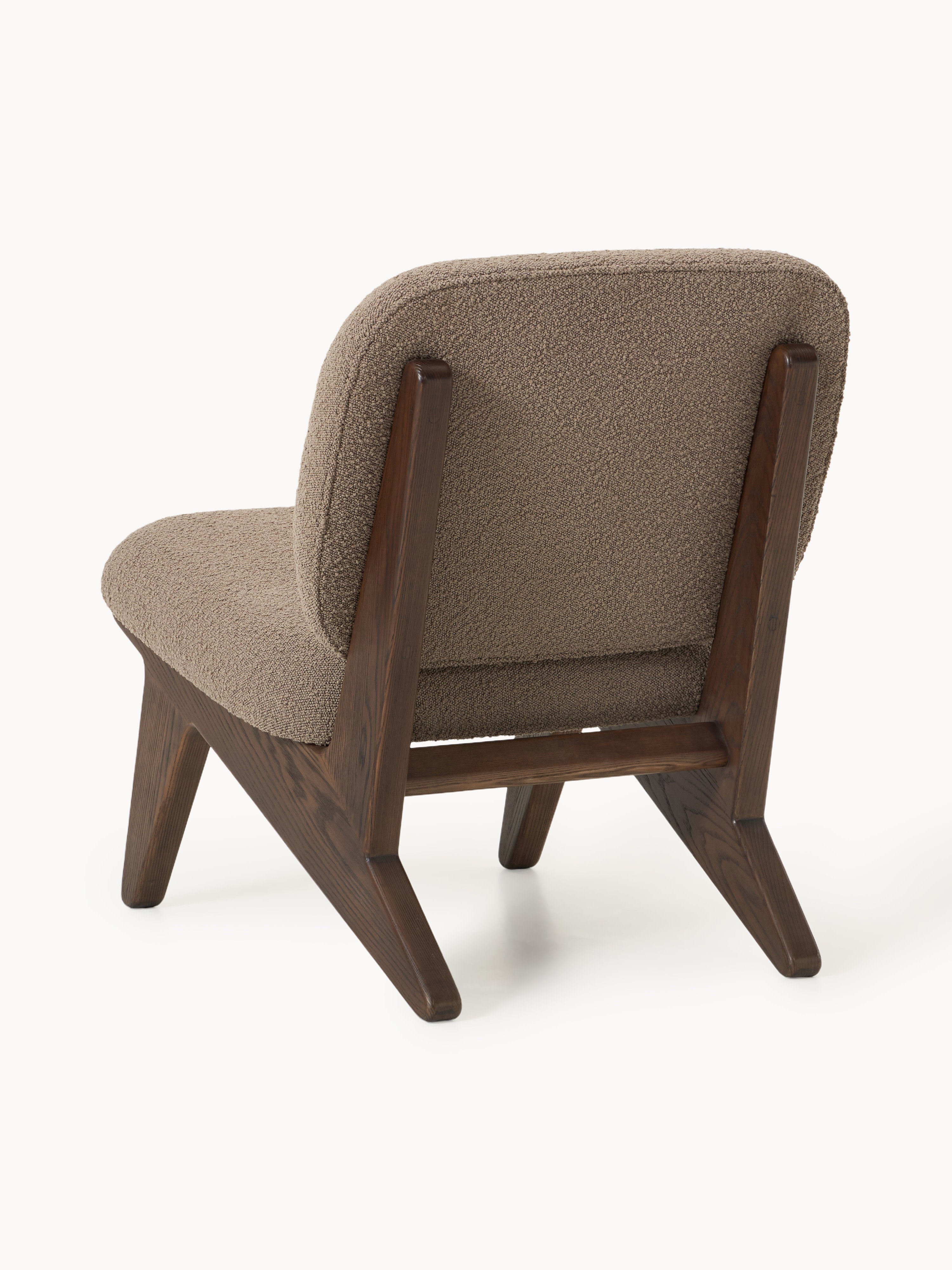 Shenay Ash Wood Lounge Chair with Bouclé Upholstery