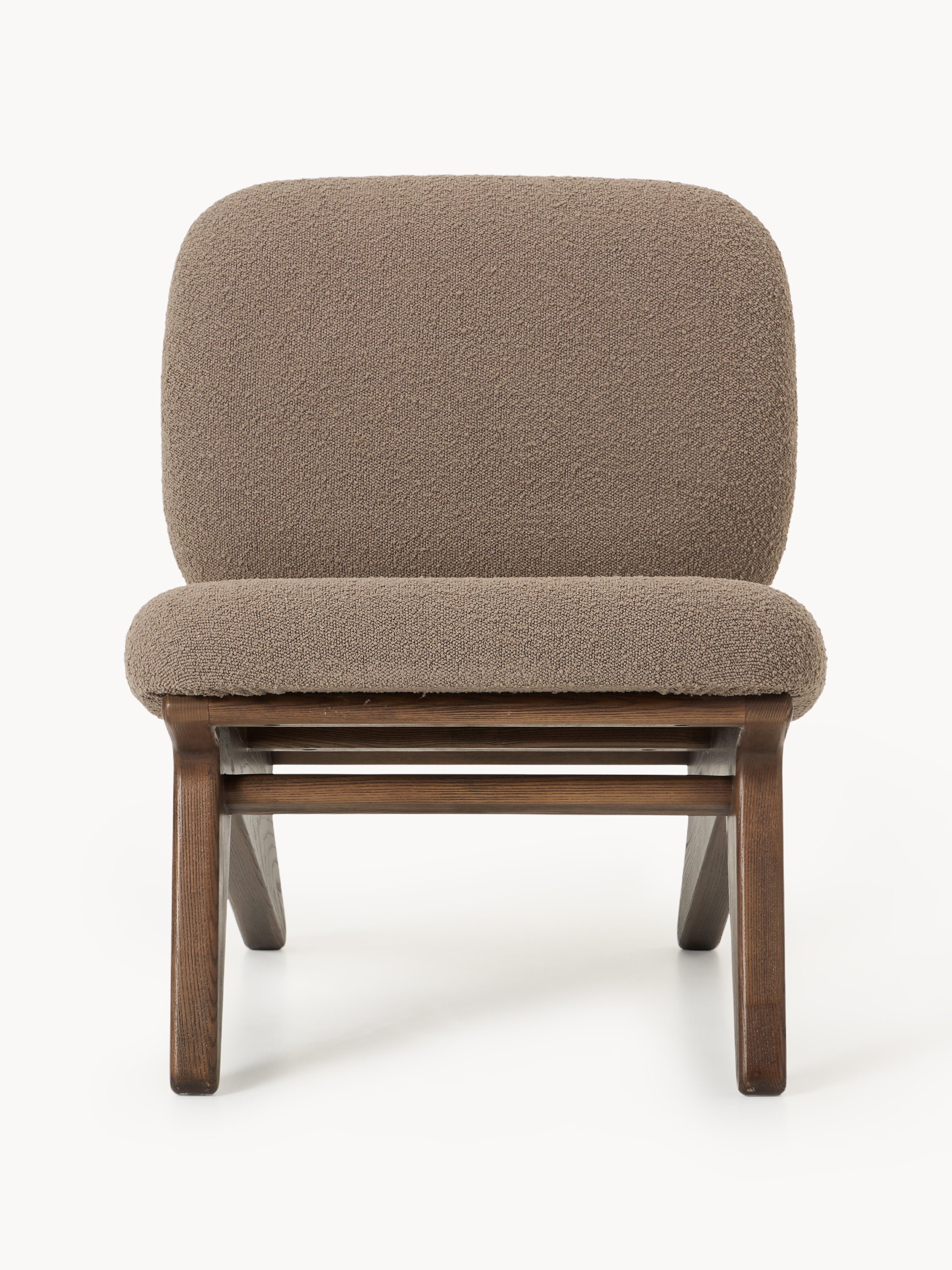 Shenay Ash Wood Lounge Chair with Bouclé Upholstery