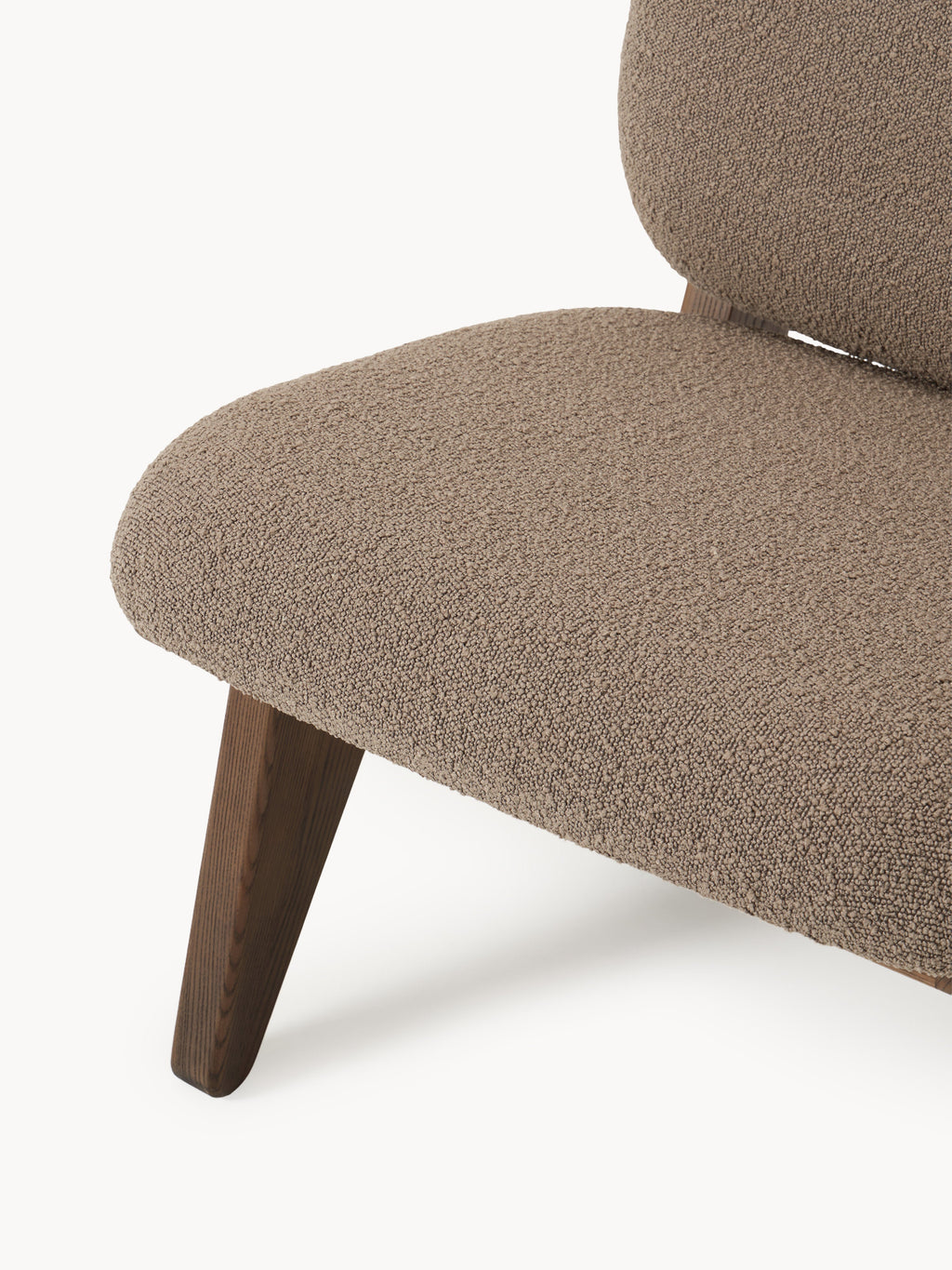 Shenay Ash Wood Lounge Chair with Bouclé Upholstery