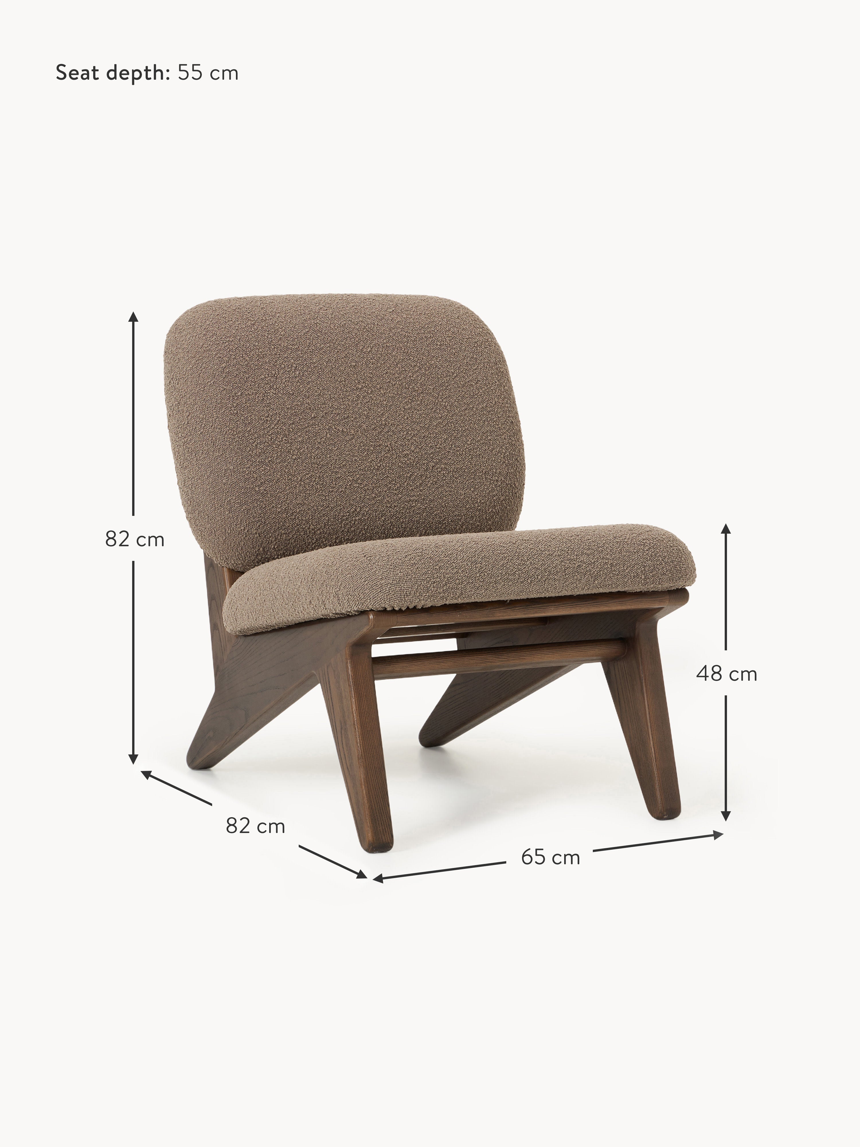 Shenay Ash Wood Lounge Chair with Bouclé Upholstery
