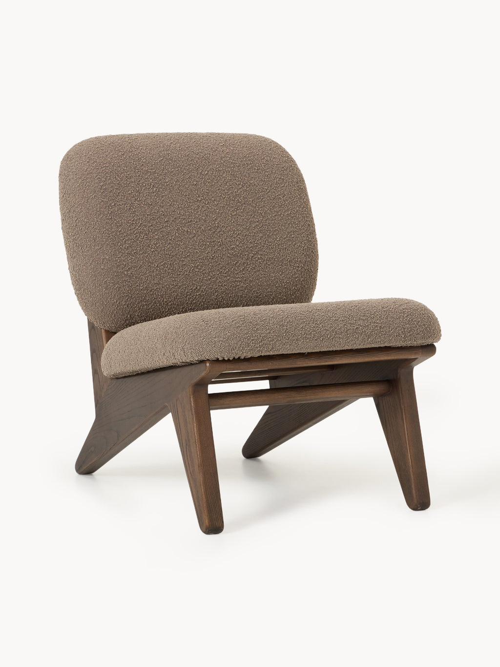 Gallery image 1 - Ash Wood Lounge Chair Shenay with Bouclé Upholstery