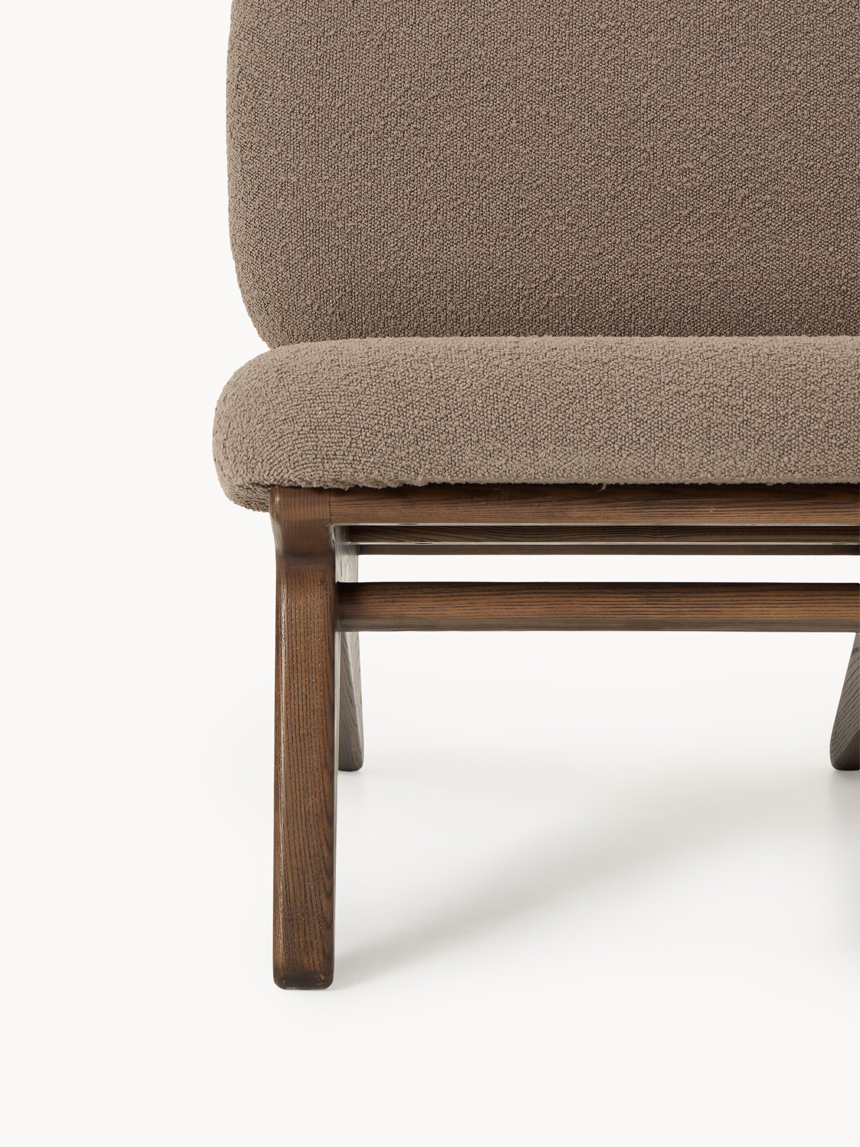 Shenay Ash Wood Lounge Chair with Bouclé Upholstery